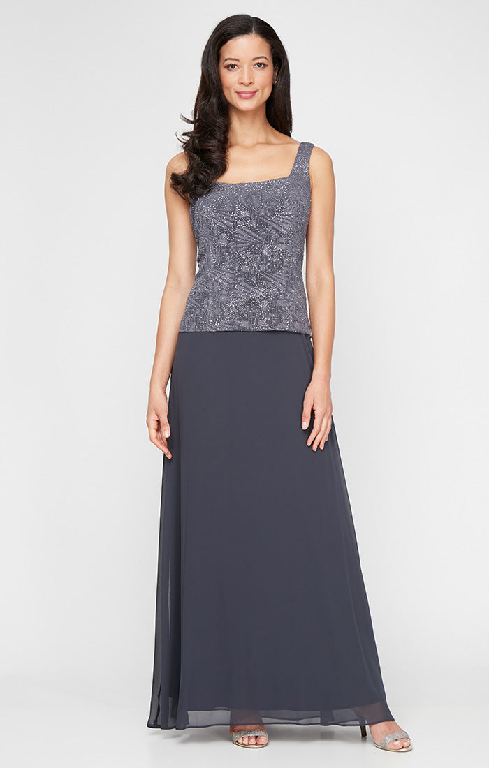 Alex Evenings 225053 Long Mother of the Bride Glitter Formal Petite Jacket Dress