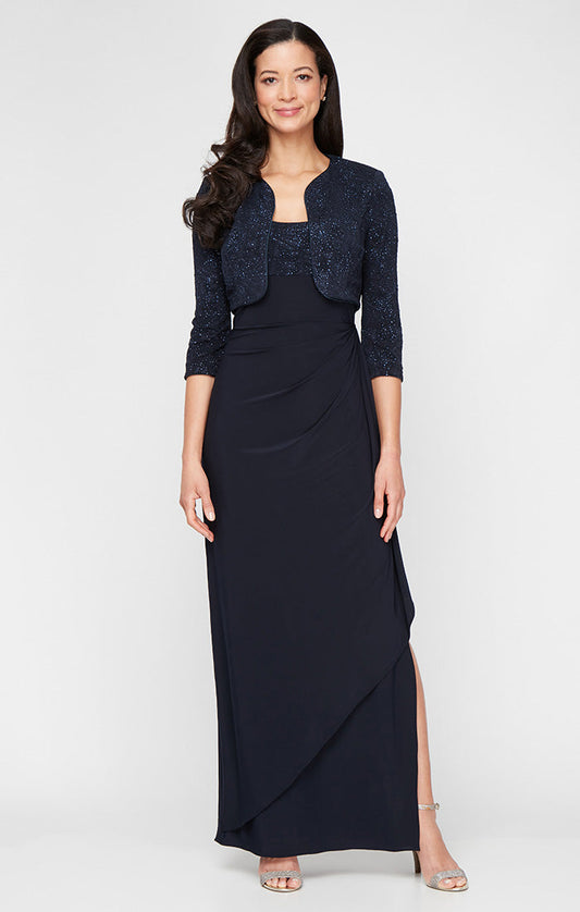 Mother of the Bride Dresses Formal Long Glitter Mother of the Bride Bolero Jacket Navy