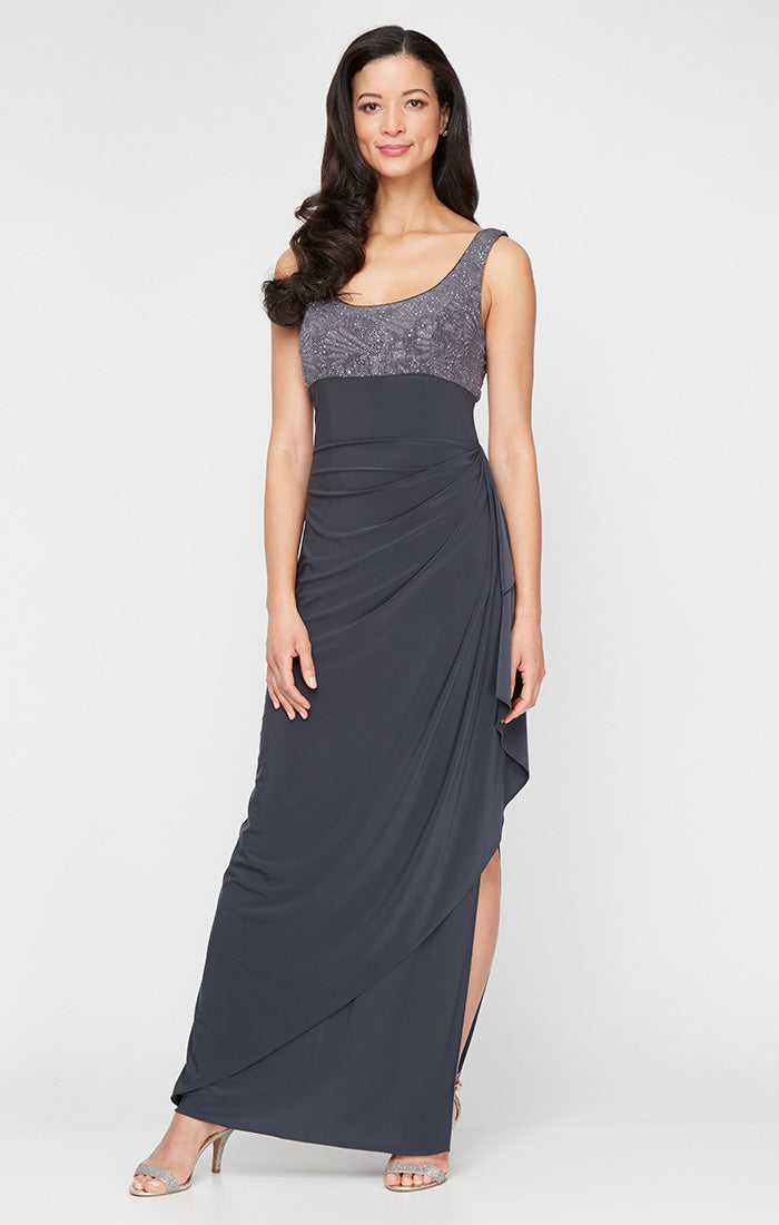 Alex Evenings 225196 Petite Glitter Long Mother of the Bride Bolero Jacket Dress