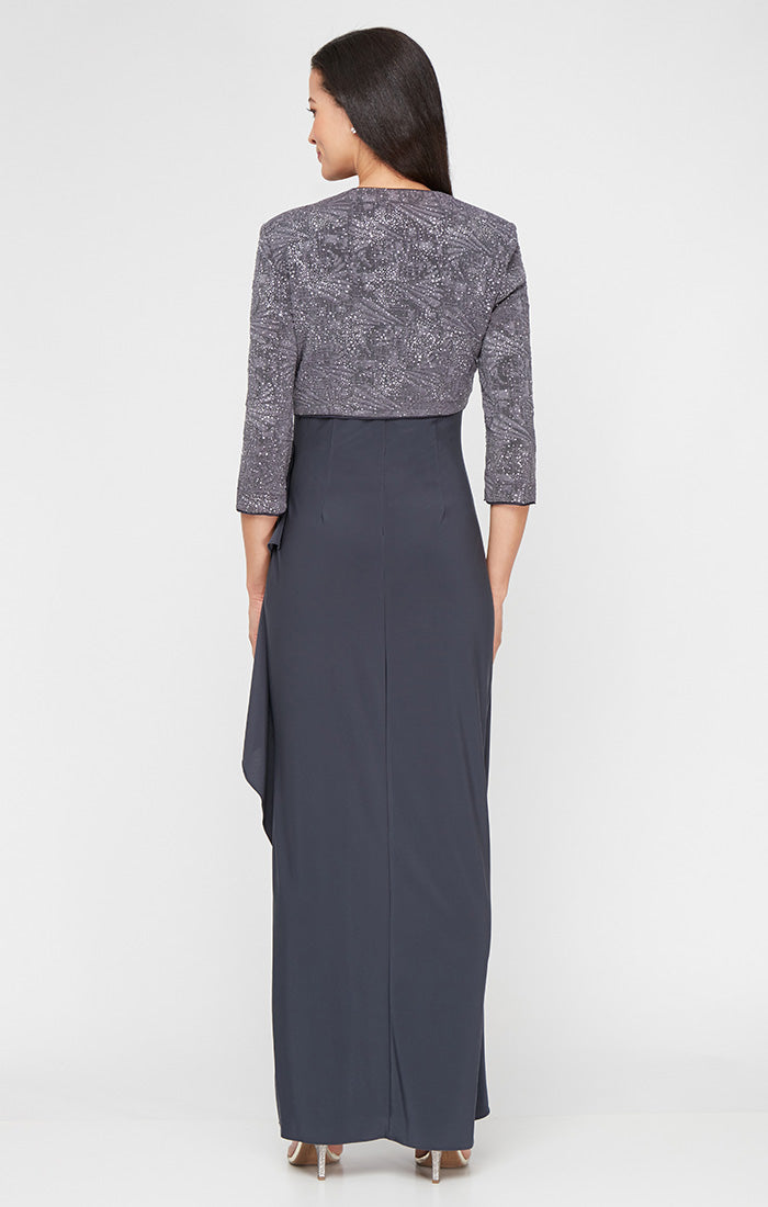 Alex Evenings 225196 Petite Glitter Long Mother of the Bride Bolero Jacket Dress