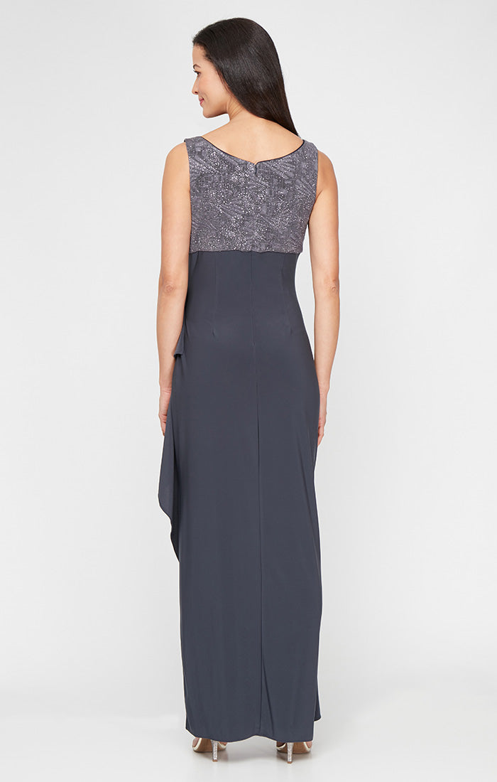 sachin and babi light blue dress Alex Evenings Women's Petite Two-Piece Embroidered Bolero and Column Gown - Navy