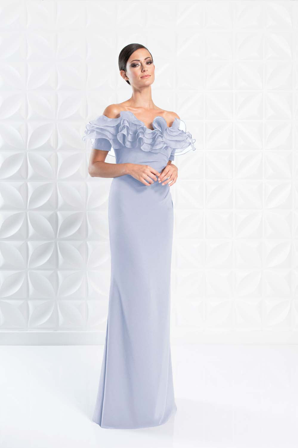 Alexander by Daymor 1257 Long Ruflle Formal Evening Dress - Black/White / 24