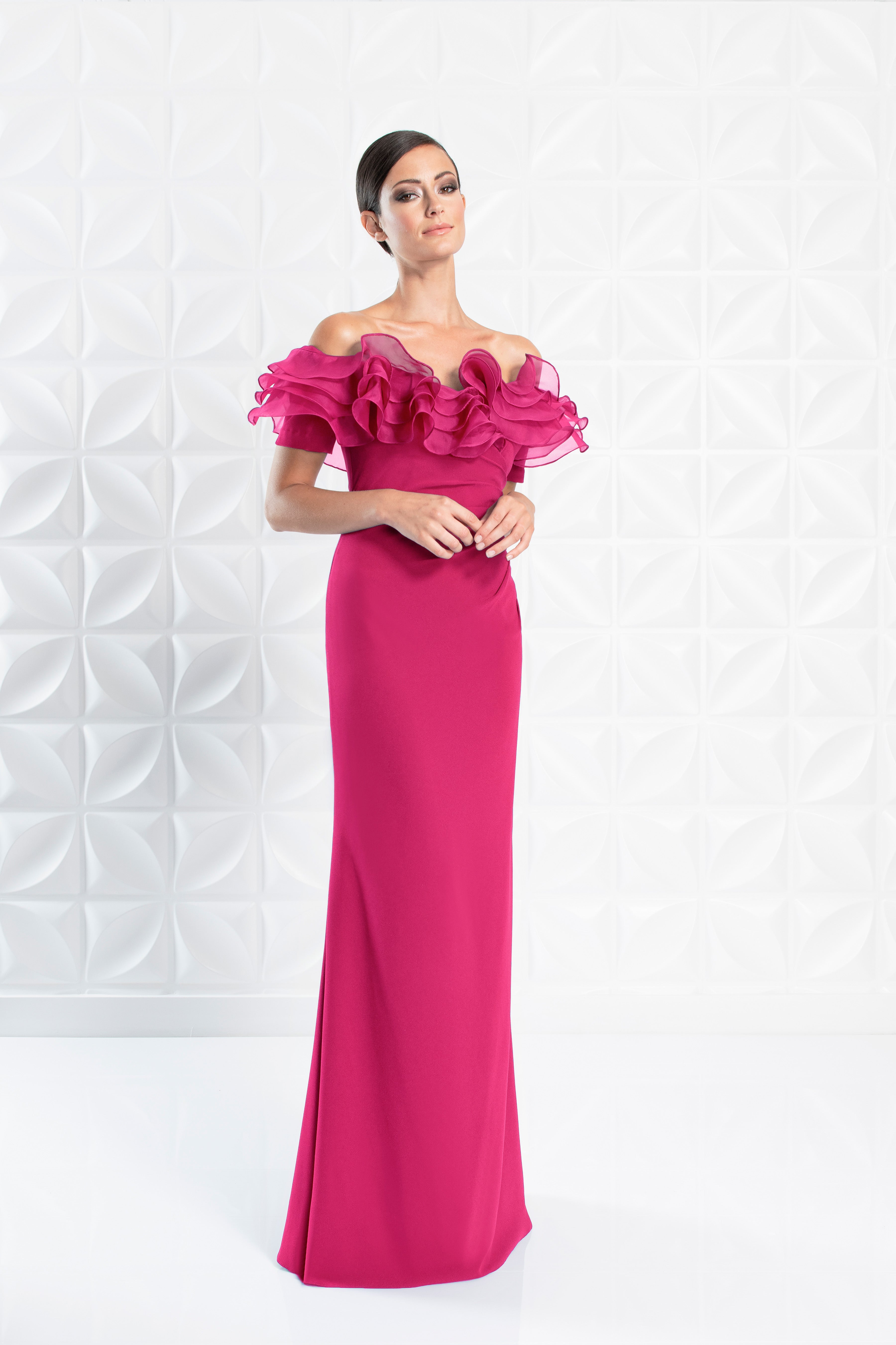 Alexander by Daymor 1257 Long Ruflle Formal Evening Dress - Black/White / 24 Alexander by Daymor 1257 Long Ruflle Formal Evening Dress - Black/White / 24