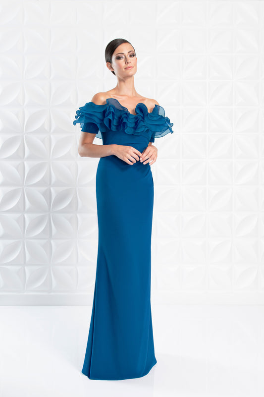 Formal Dresses Long Formal Tiered Ruffle Evening Dress Teal Blue