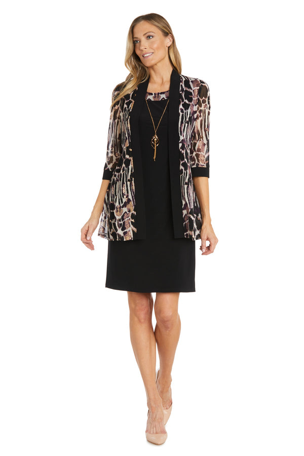 Printed Short Jacket Dress Petite R&M Richards 1263P