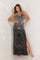 Prom Dresses Long Formal Prom Sequin Slit  Dress Black White Silver