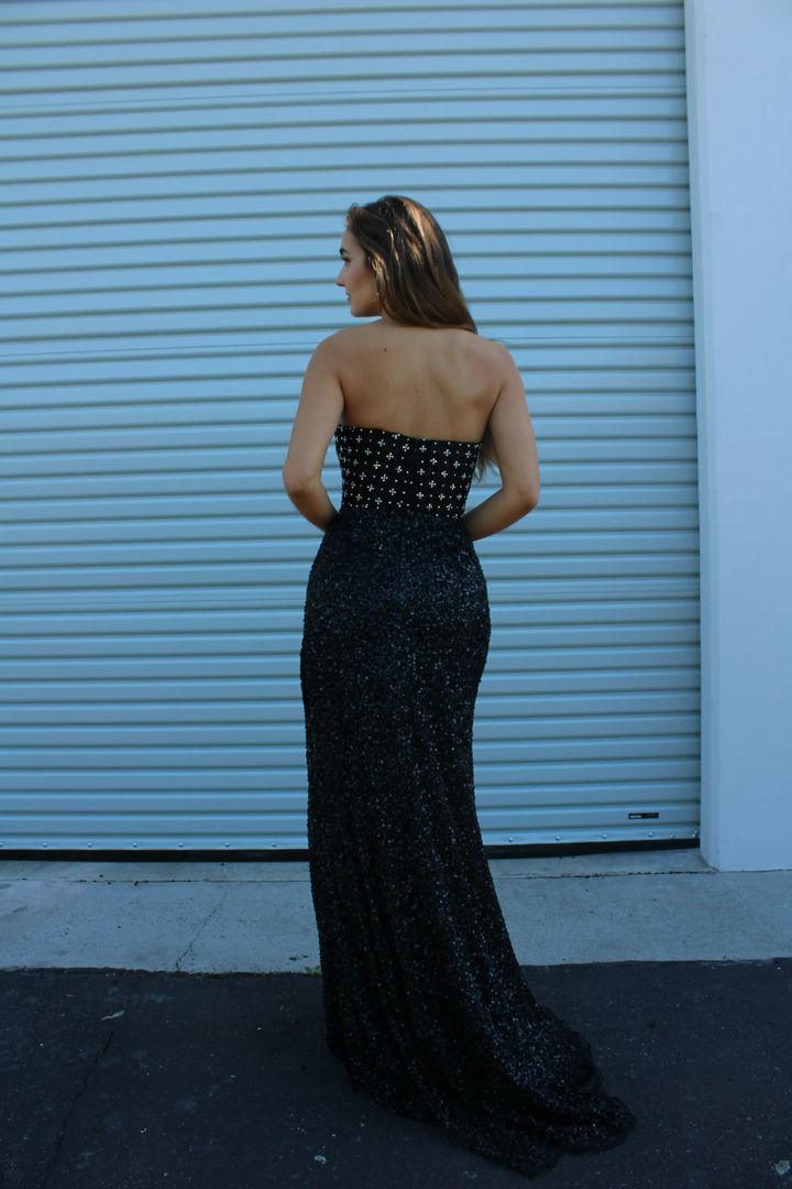 Prom Dresses Long Fitted Beaded Formal Prom Dress Black