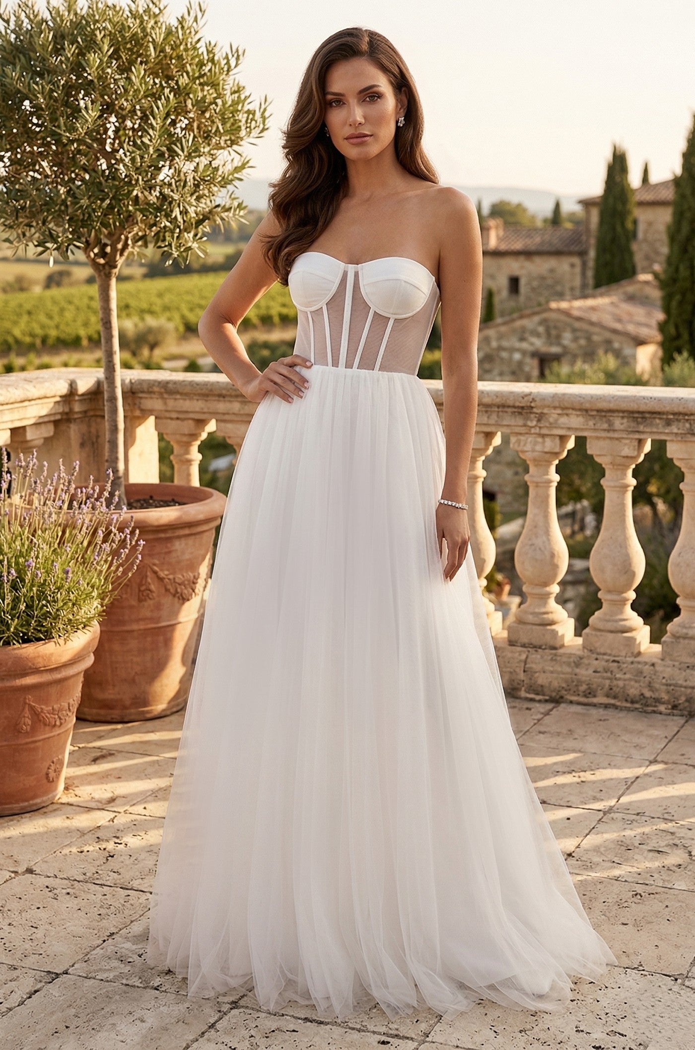 A-line Long Strapless Tulle Prom Dress | The Dress Outlet A-line Long Strapless Tulle Prom Dress | The Dress Outlet