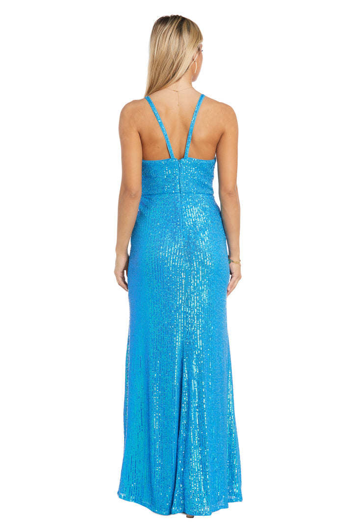 Morgan & Co Long Fitted Formal Prom Gown 12935 - The Dress Outlet Turquoise