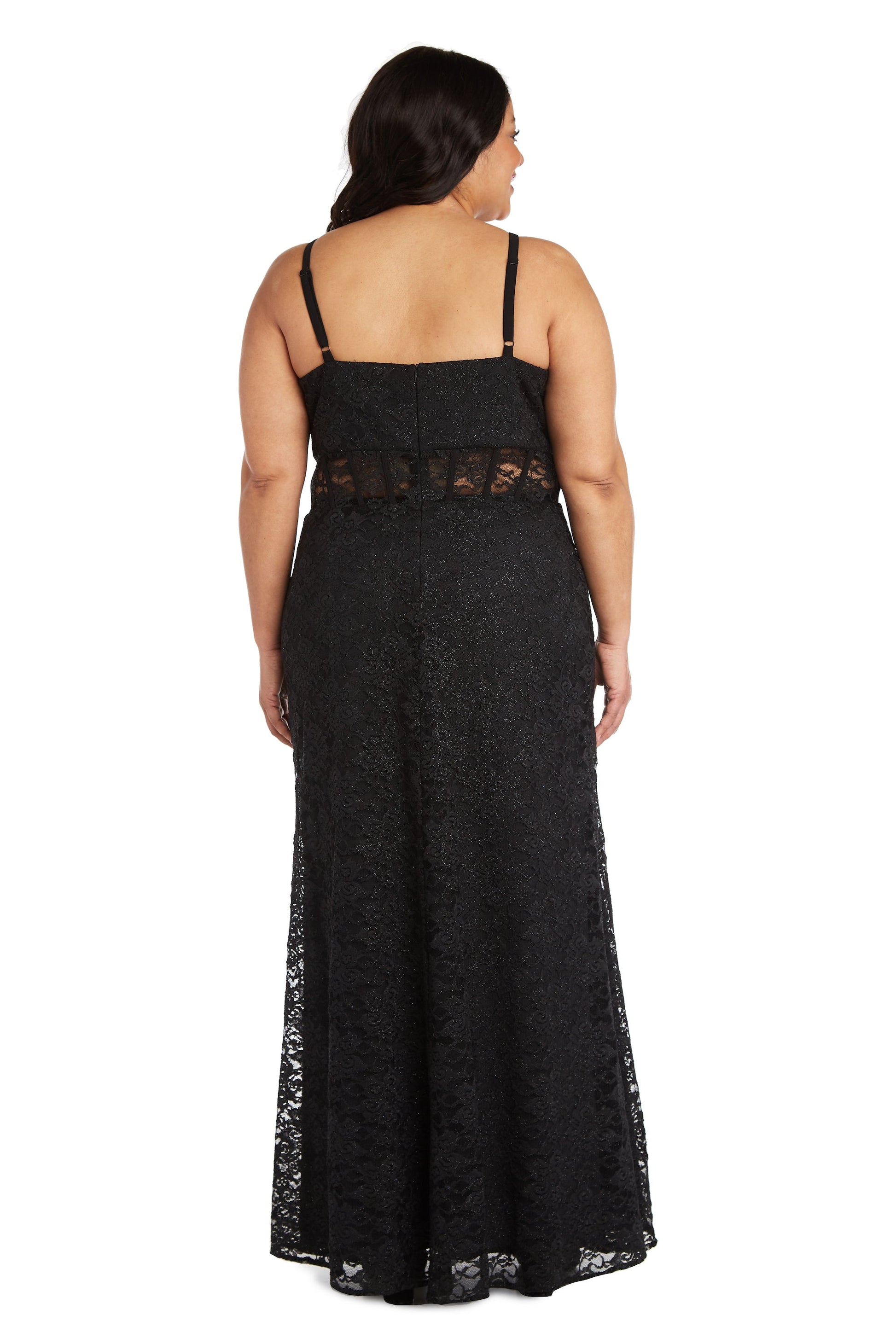 Morgan & Co 12938WM Long Plus Size Corset Lace Formal Dress