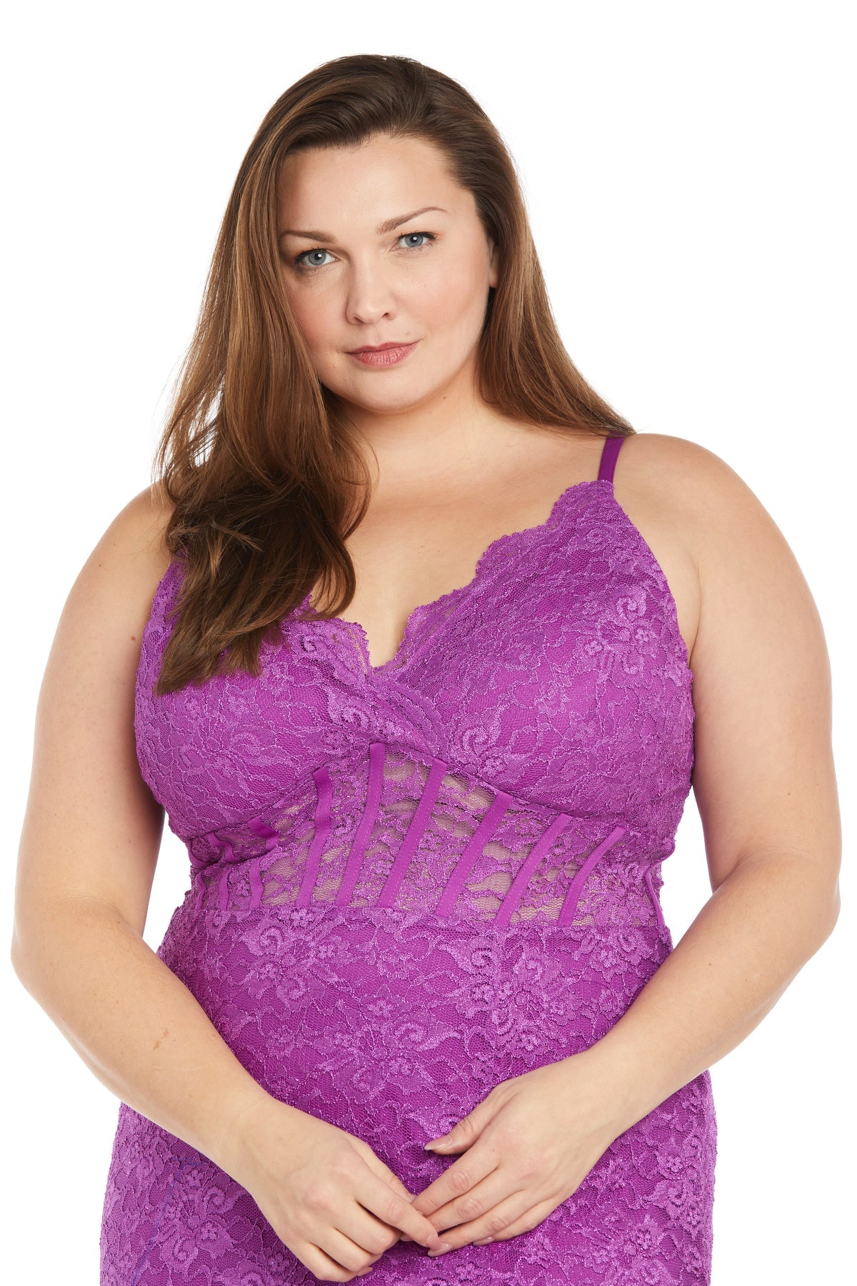 Morgan & Co 12938W Long Lace Evening Gown Formal Plus Size Dress