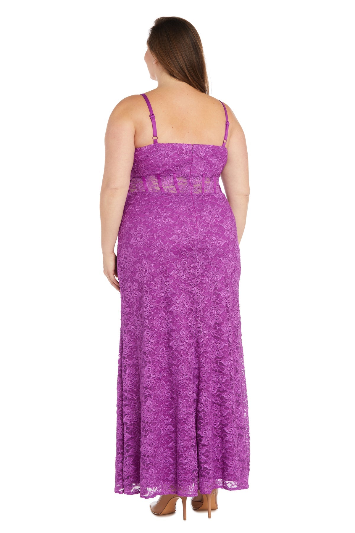 Morgan & Co 12938W Long Lace Evening Gown Formal Plus Size Dress