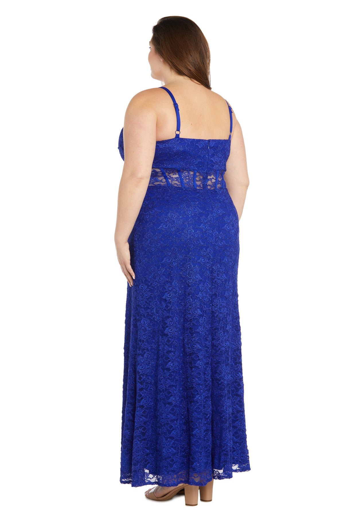 Morgan & Co 12938W Long Lace Evening Gown Formal Plus Size Dress