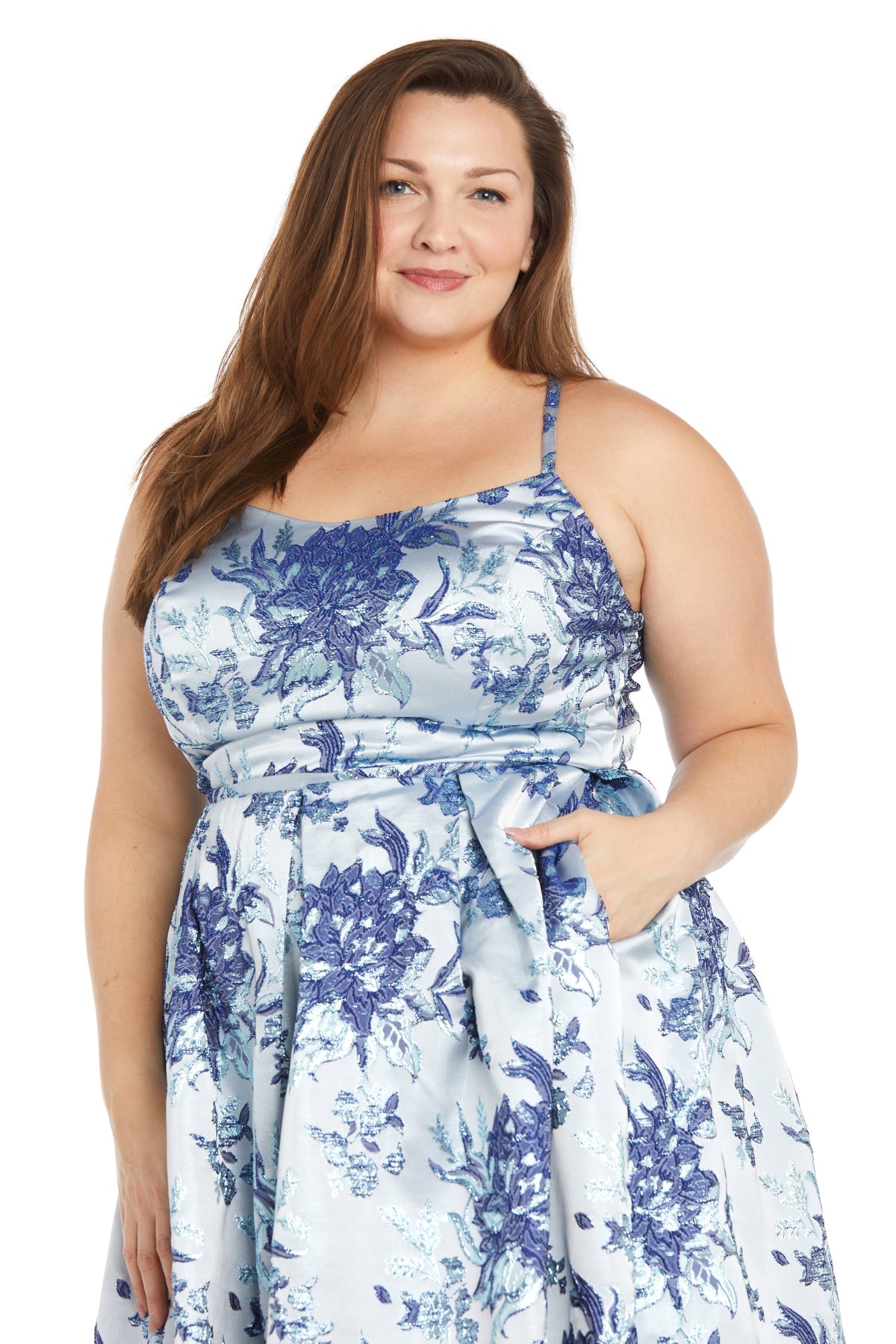 Morgan & Co 12945WM Floral Long Ball Gown Formal Plus Size Dress