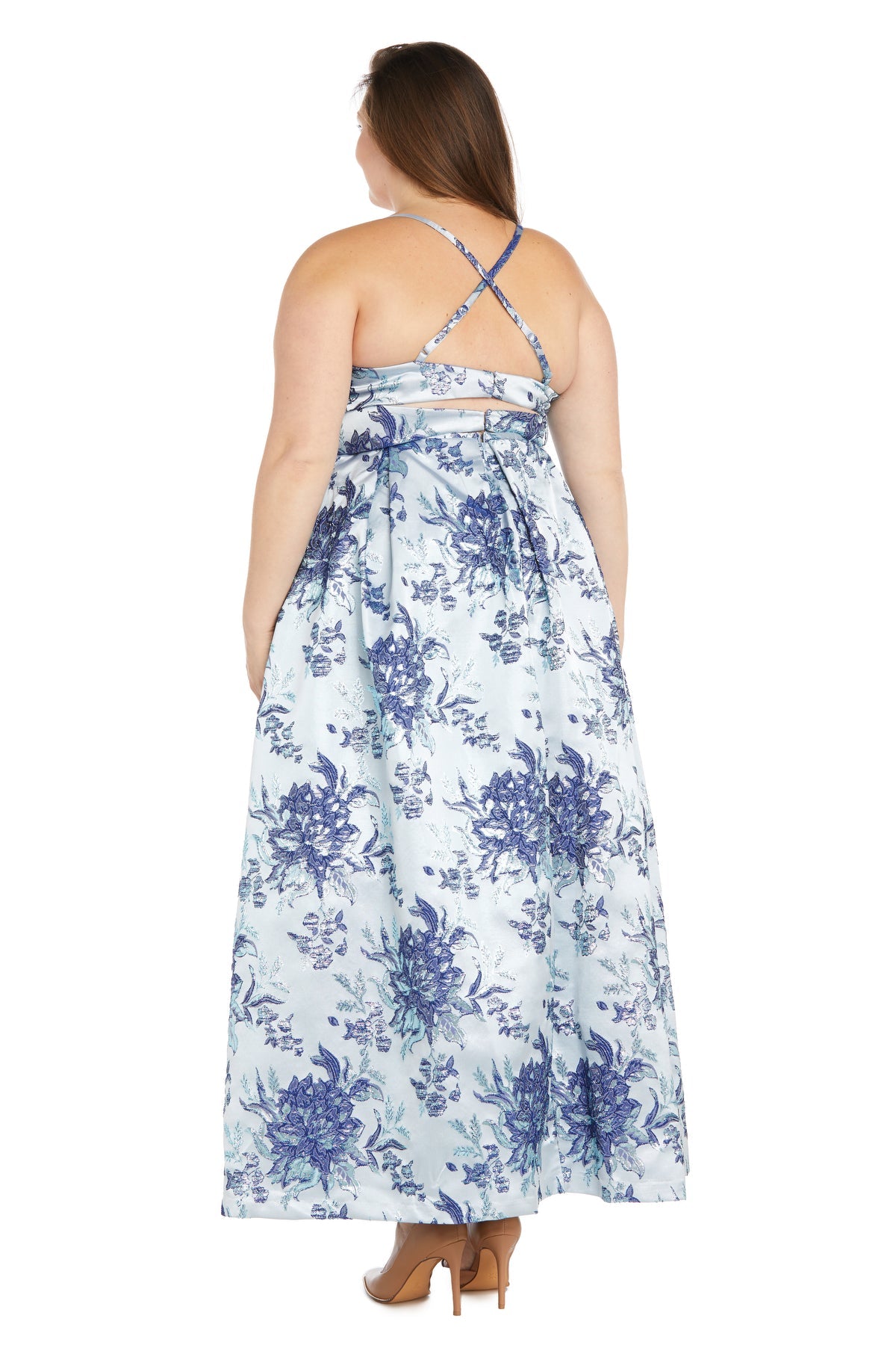 Morgan & Co 12945WM Floral Long Ball Gown Formal Plus Size Dress