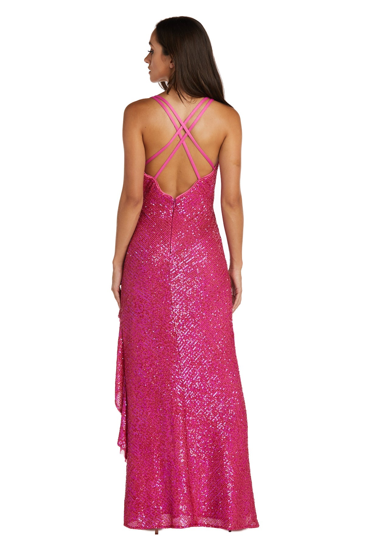 Morgan & Co 12997 High Low Ruffle Formal Prom Dress
