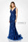 Formal Dresses Mermaid Long Formal Floral Laced Evening Dress Navy Blue