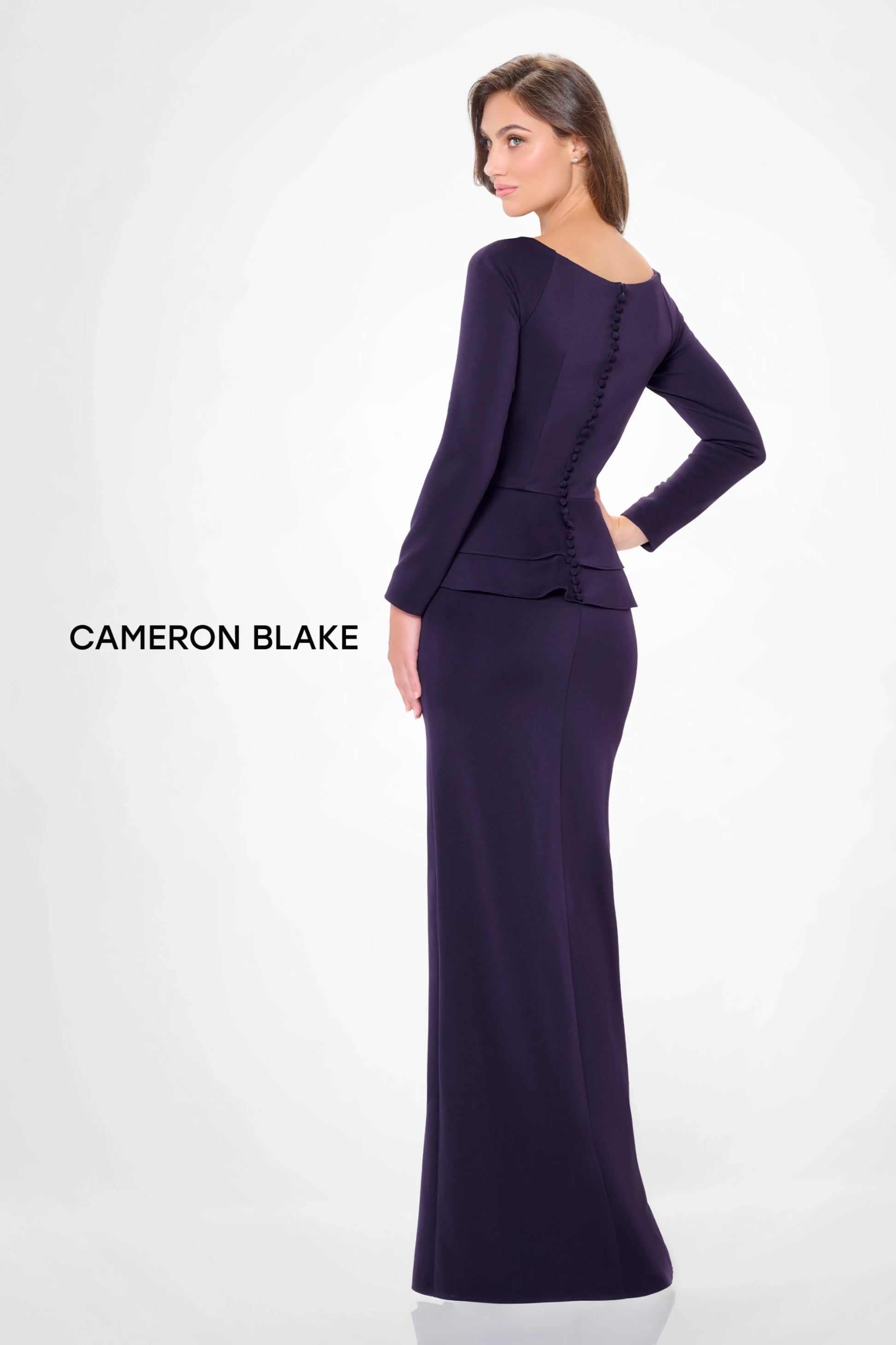 Cameron Blake CB3235 Long Formal Peplum Evening Dress