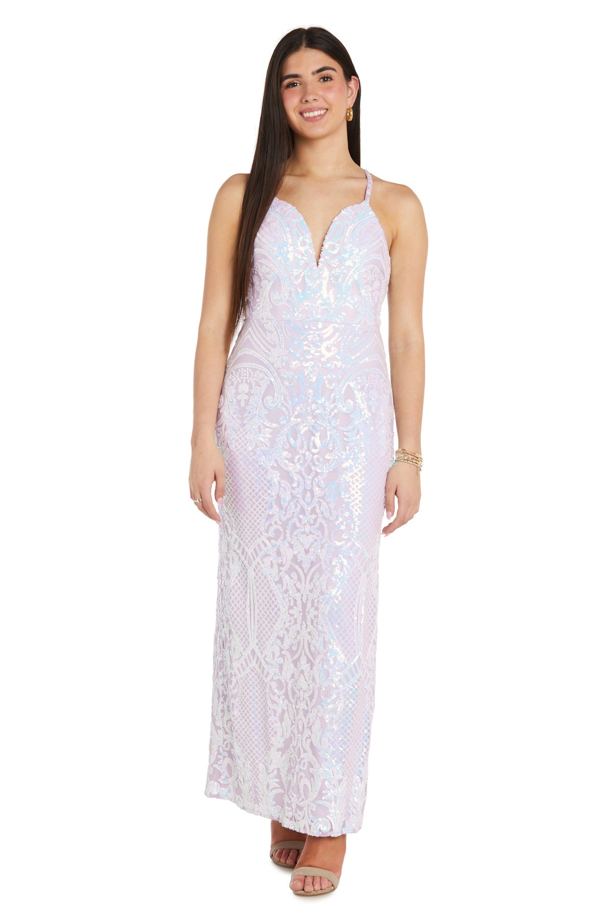 Morgan & Co 13018 Long Fitted Sequin Formal Prom Dress