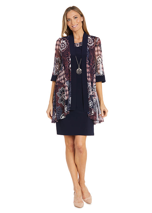 Short Printed Jacket Dress Mother of the Bride R&M Richards 1302