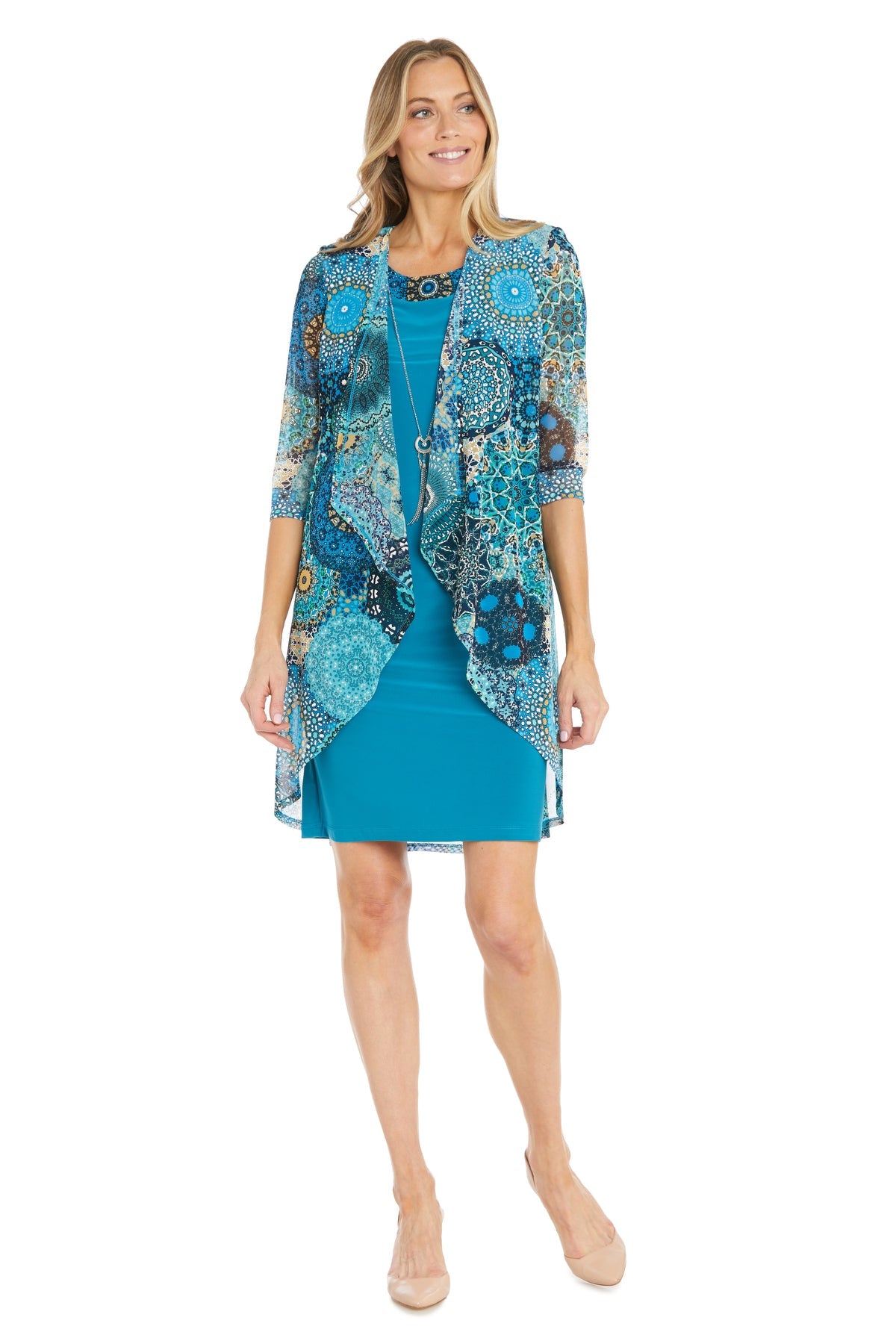 R&M Richards 1307 Short Mother of the Bride Printed Jacket Dress