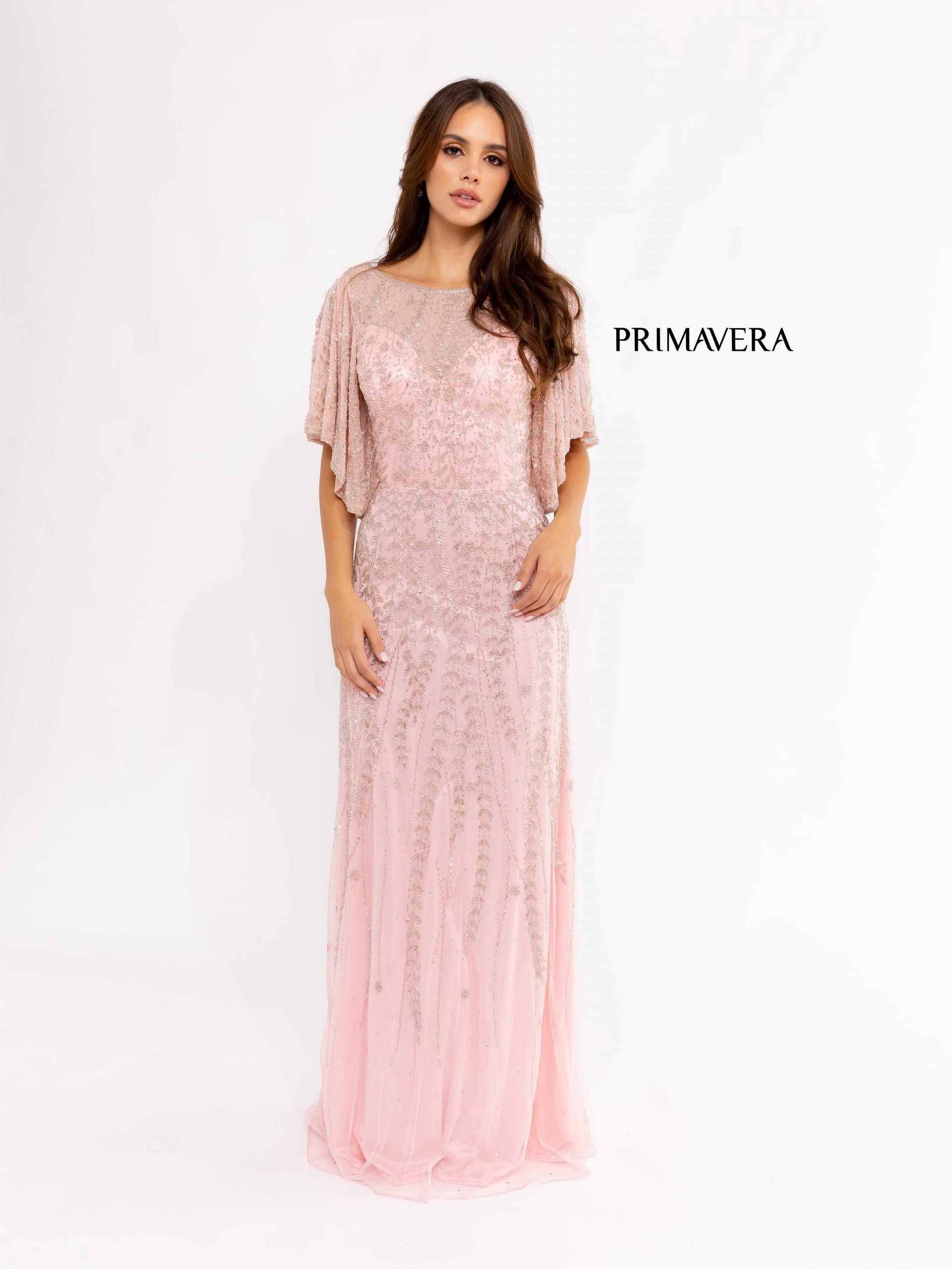 Illusion Floor-Length Mesh Formal Sheath Gown Primavera Couture PC13101