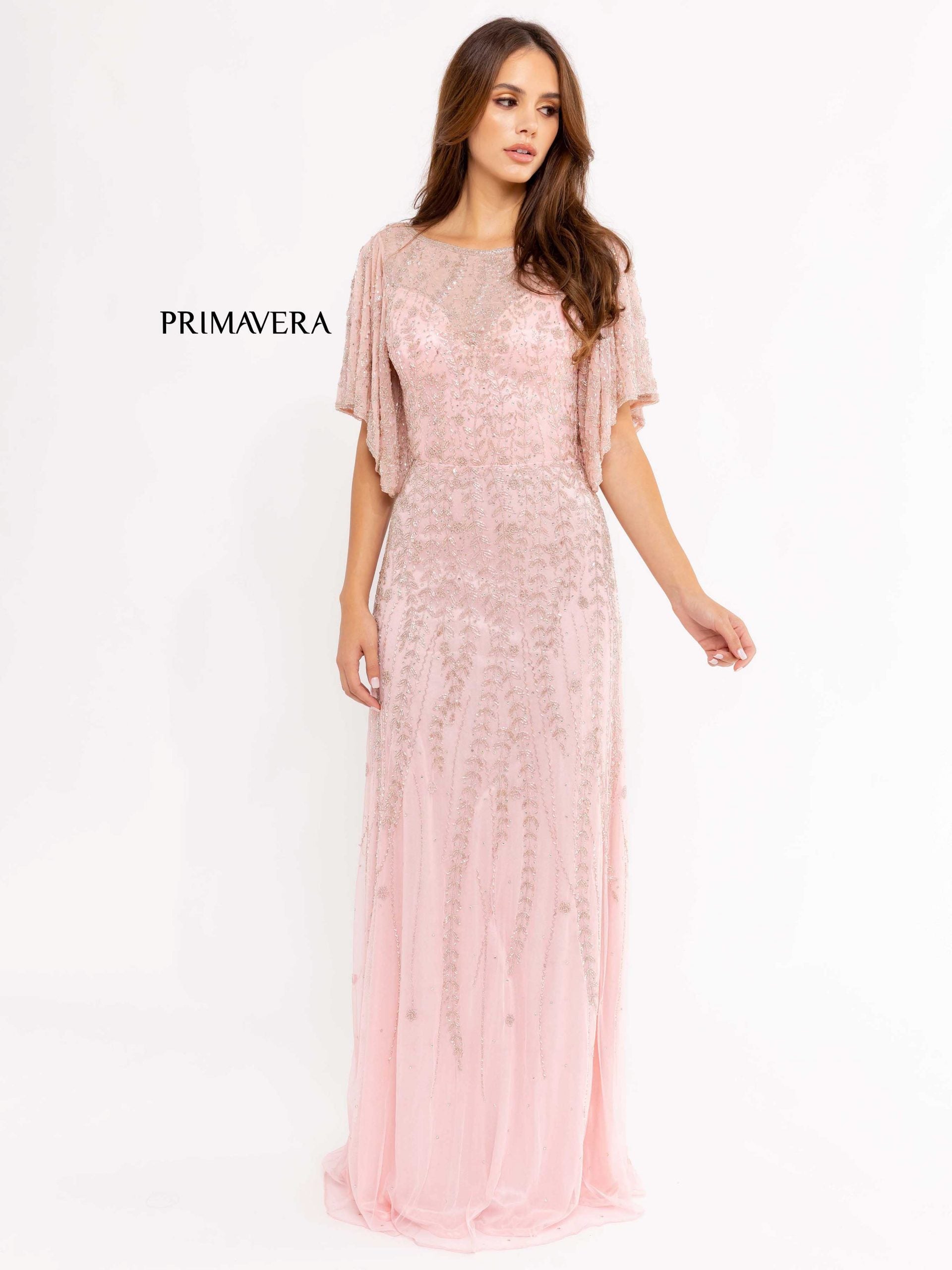 Illusion Floor-Length Mesh Formal Sheath Gown Primavera Couture PC13101