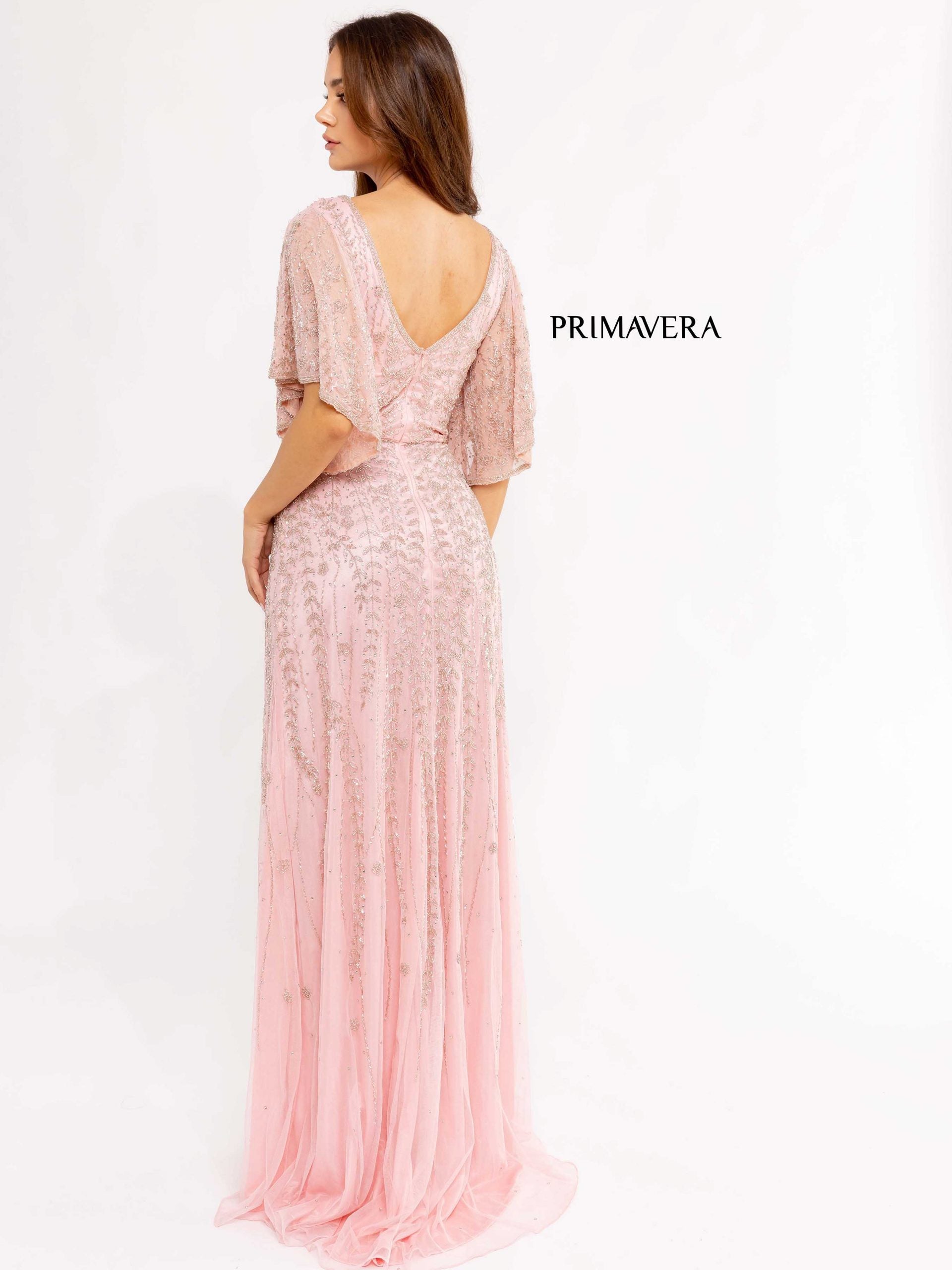 Illusion Floor-Length Mesh Formal Sheath Gown Primavera Couture PC13101