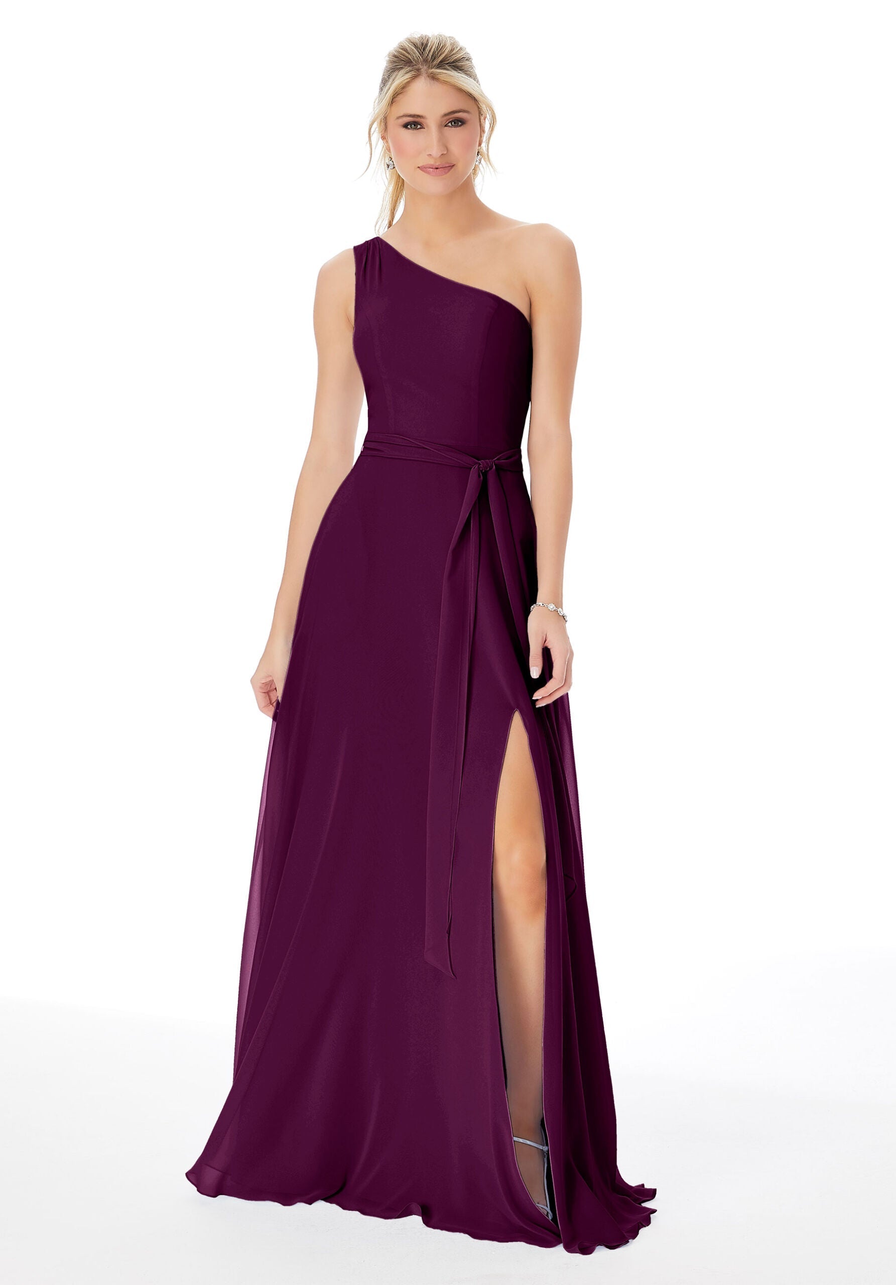 Formal Dresses Long Formal A Line Evening Dress MGNY Madeline Gardner New York 13105 Eggplant