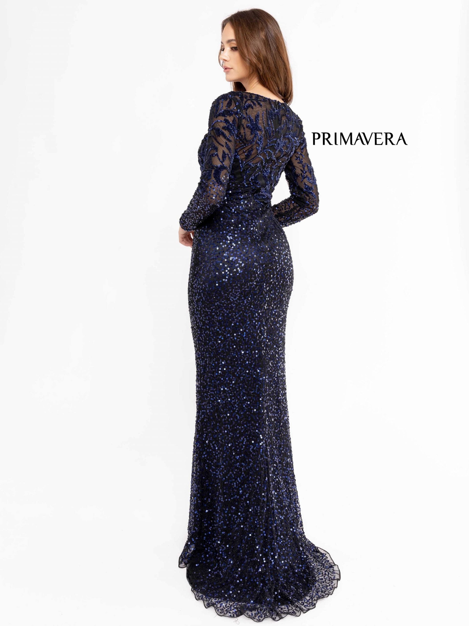 Bateau Floor-Length Sequin Formal Sheath Gown - Primavera Couture PC13105