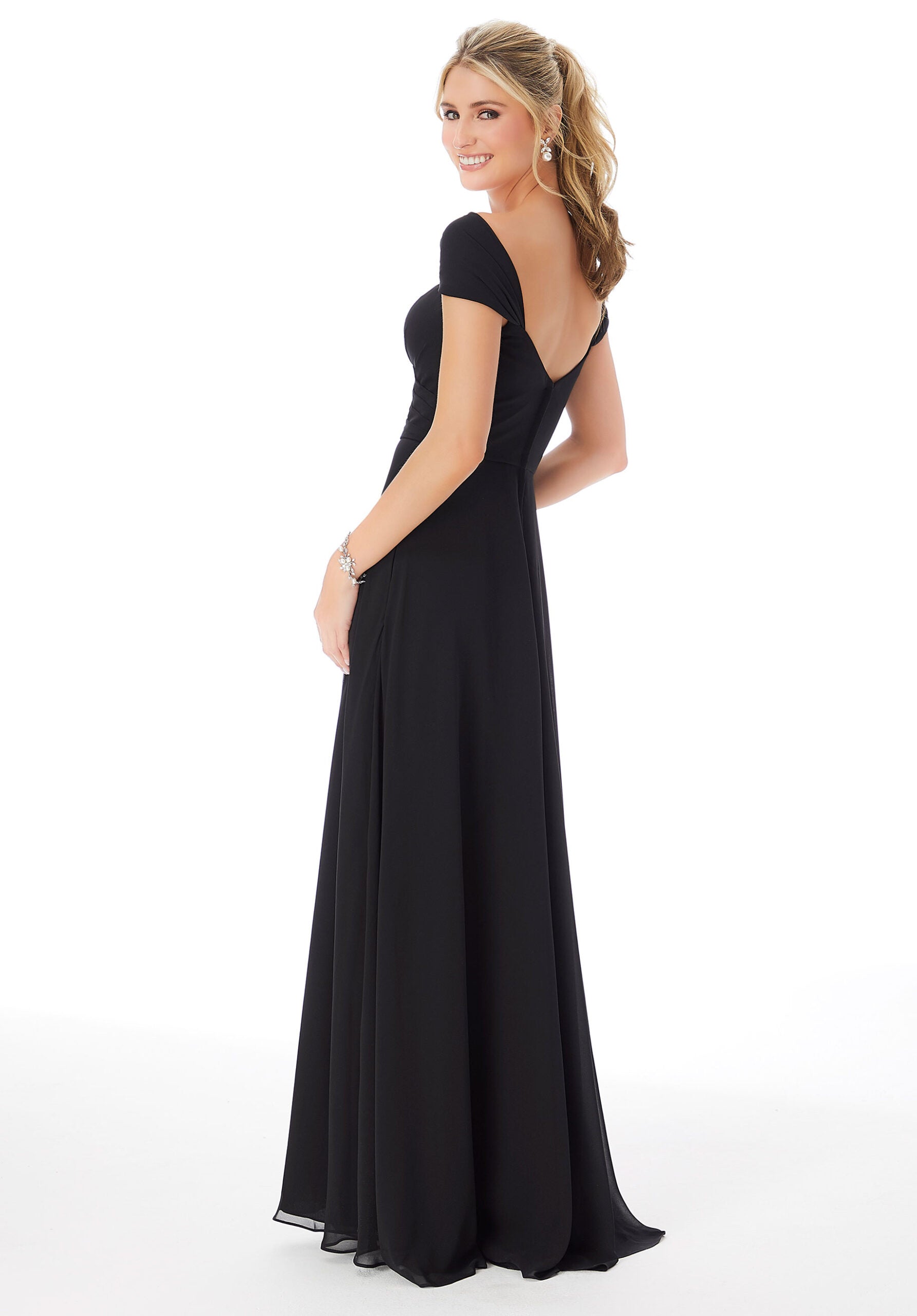 Formal Dresses Long Slit Formal Gown A Line Dress MGNY Madeline Gardner New York 13106 Black