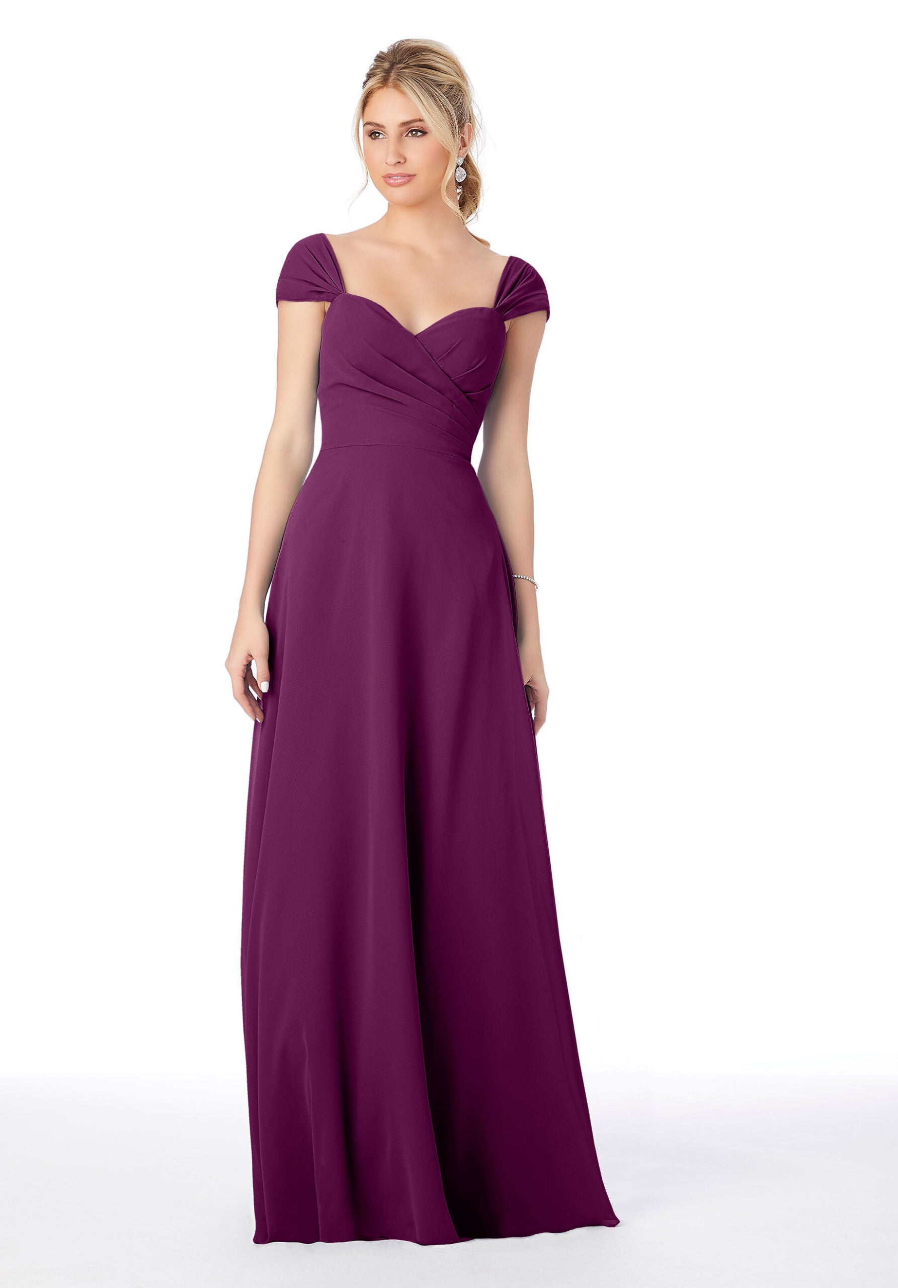 Formal Dresses Long Slit Formal A Line Dress MGNY Madeline Gardner New York 13106 Eggplant