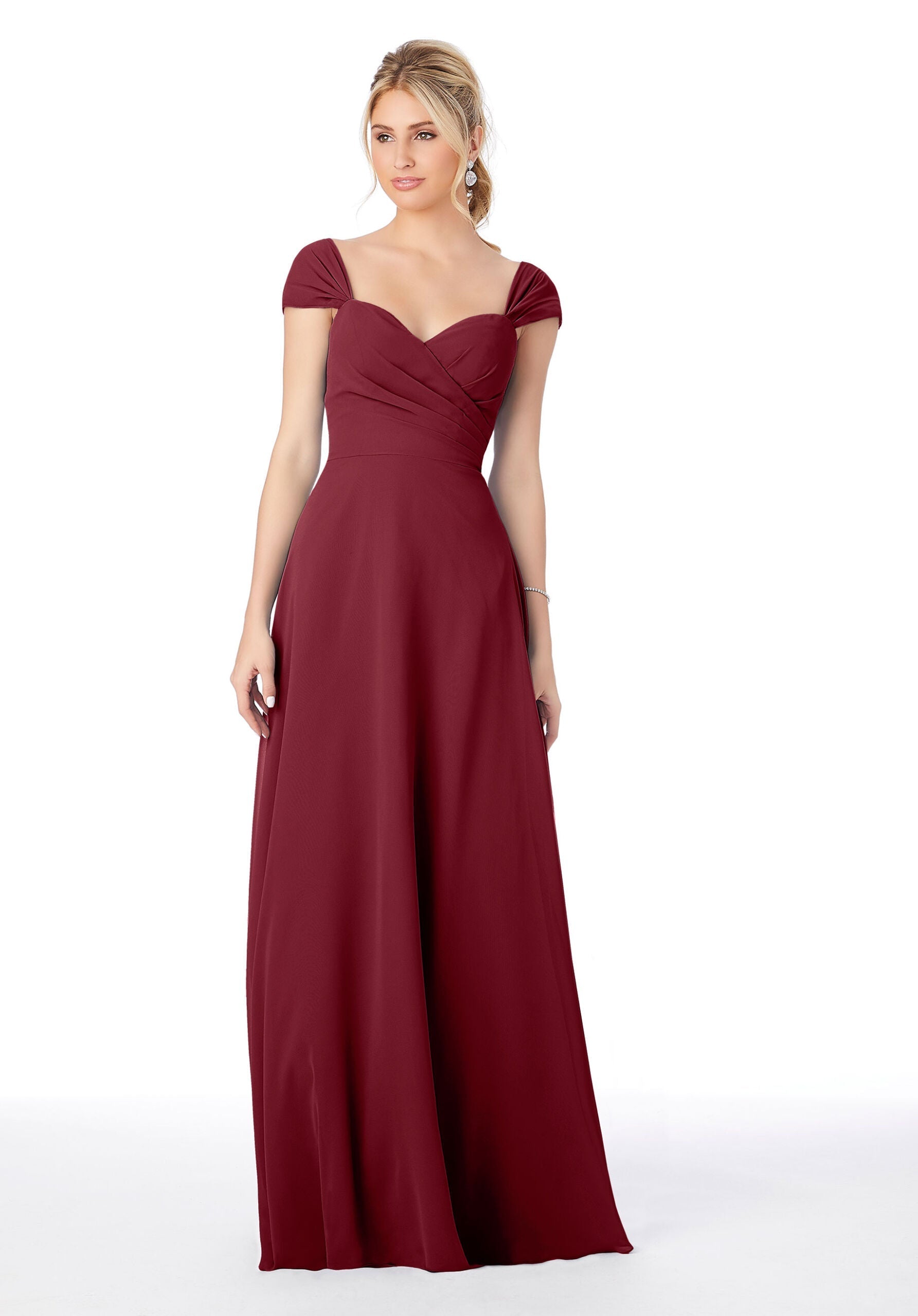 Formal Dresses Long Slit Formal A Line Dress MGNY Madeline Gardner New York 13106 Bordeaux