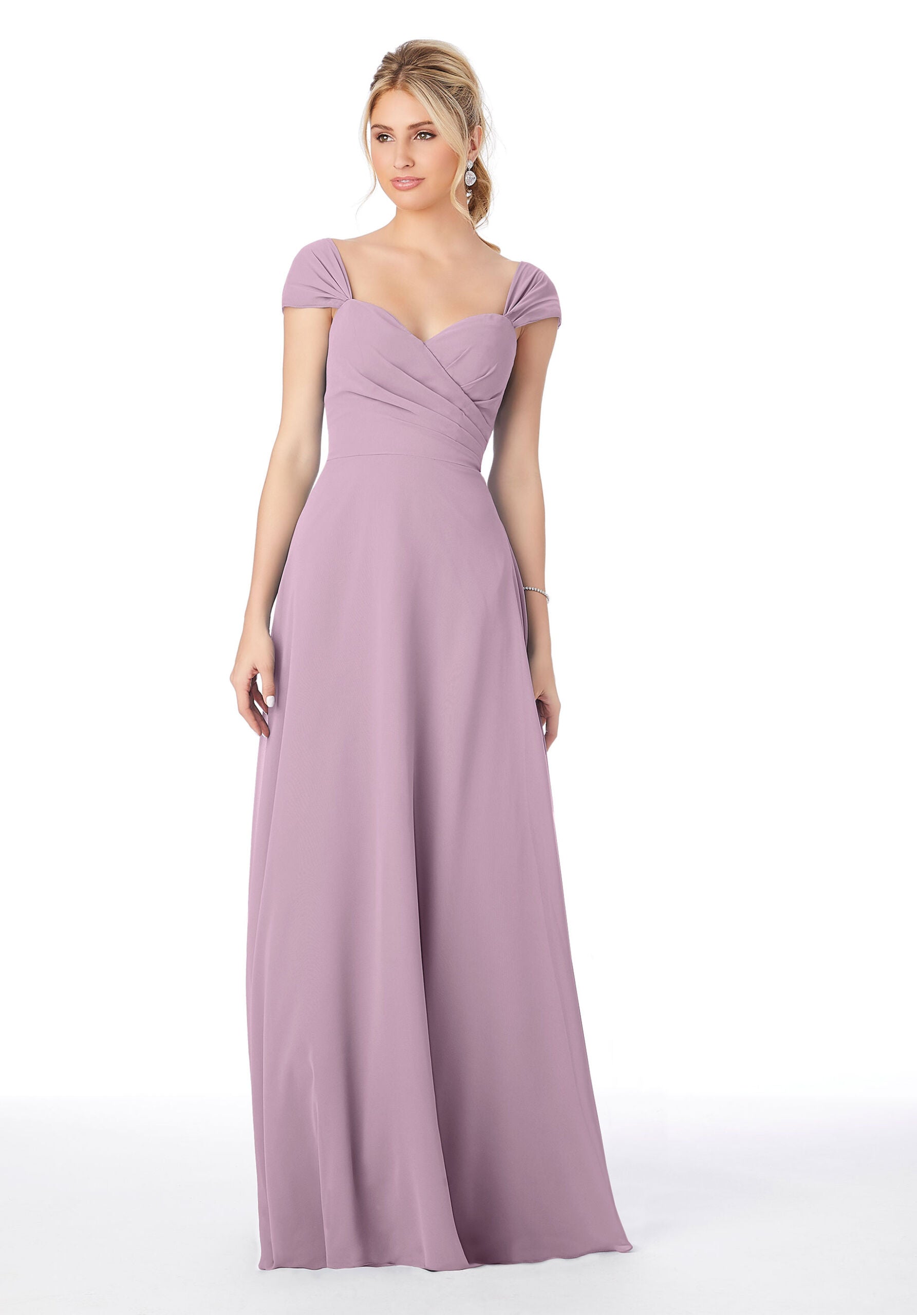Formal Dresses Long Formal Pleated A Line Dress MGNY Madeline Gardner New York 13106 French Lilac