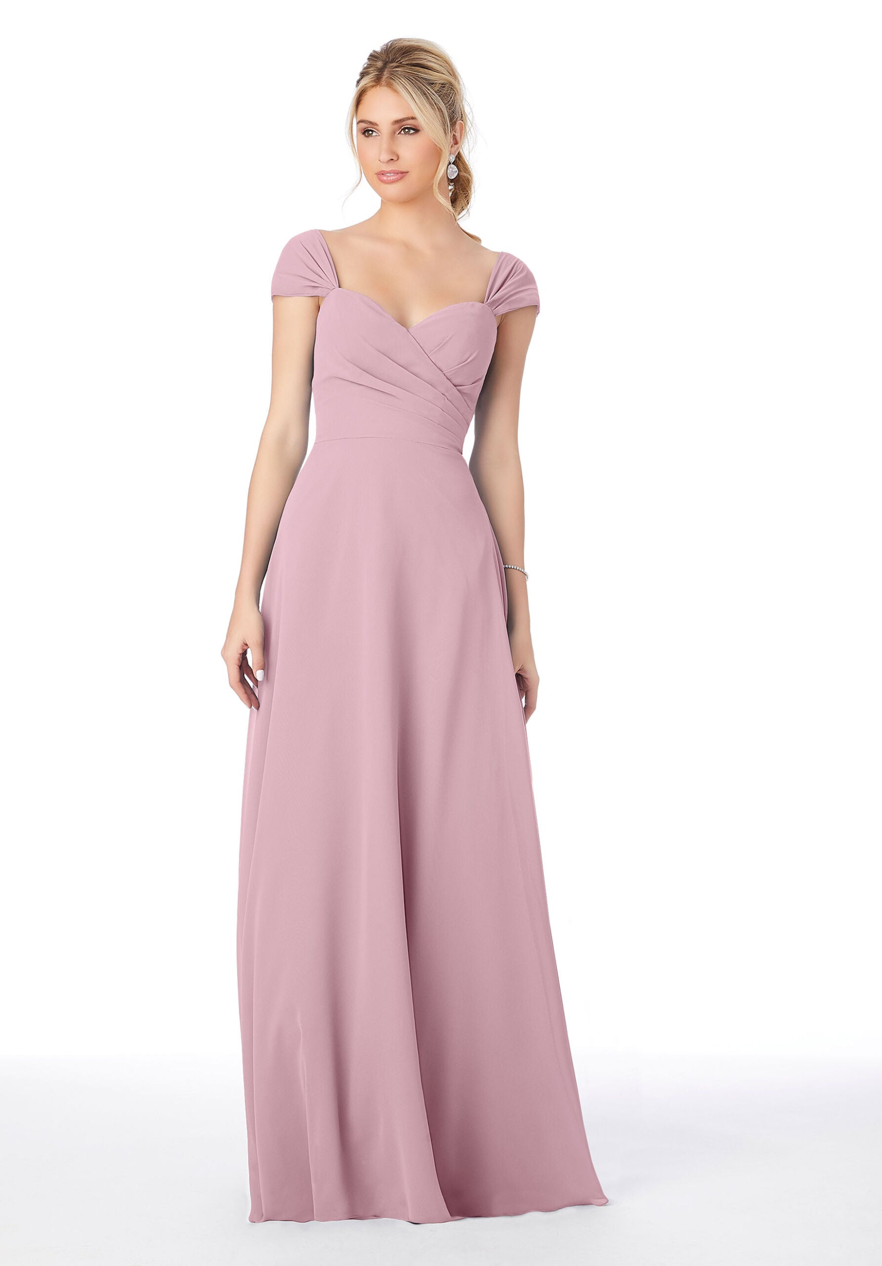Formal Dresses Long Slit Formal Gown A Line Dress MGNY Madeline Gardner New York 13106 Desert Rose