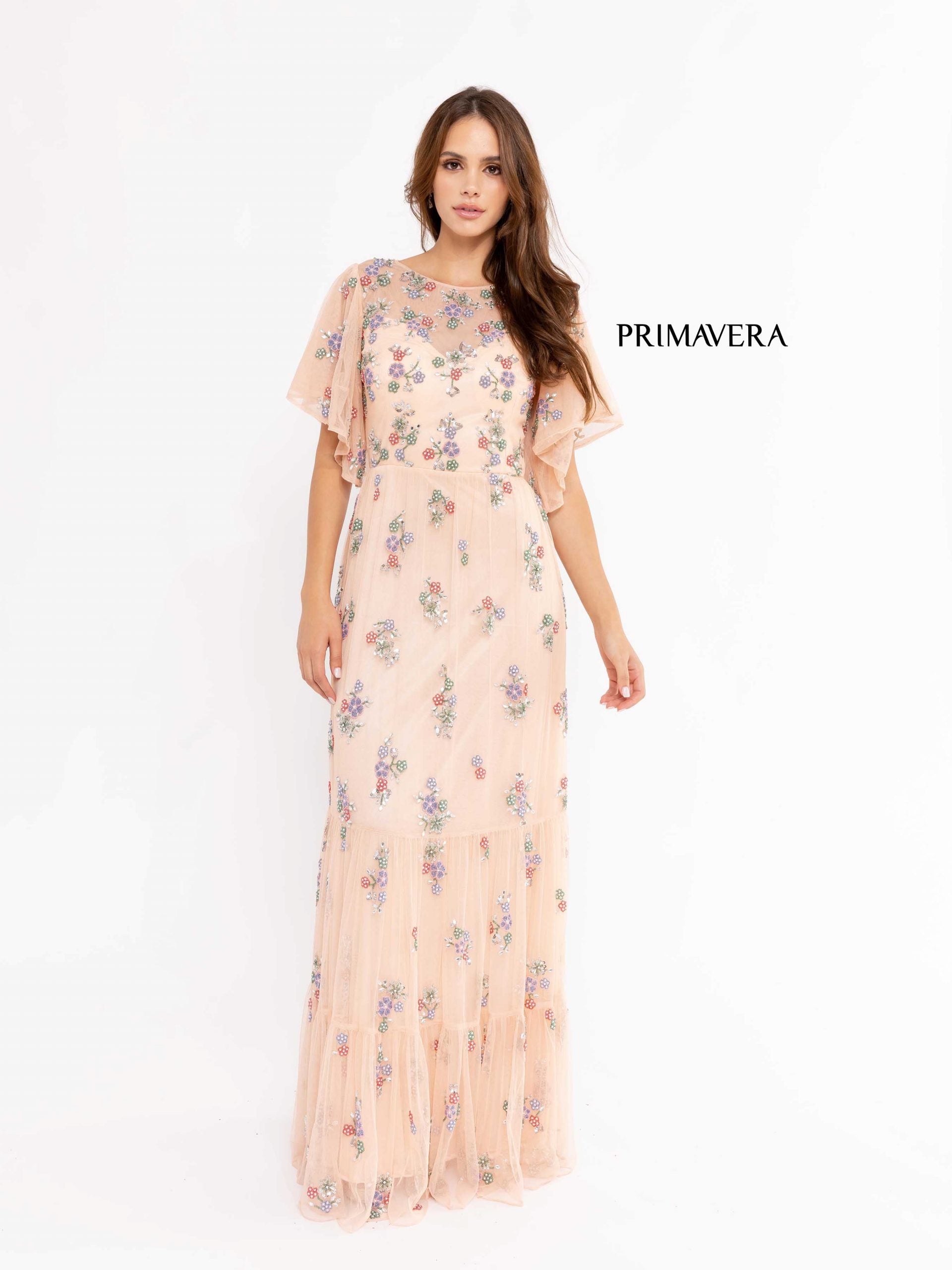 Illusion Floor-Length Tulle Formal A-Line Gown Primavera Couture PC13108