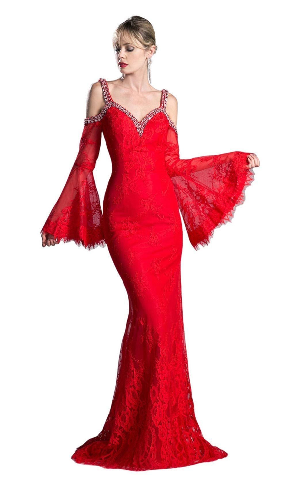 Formal Dresses Long Fitted Formal Lace Dress Red