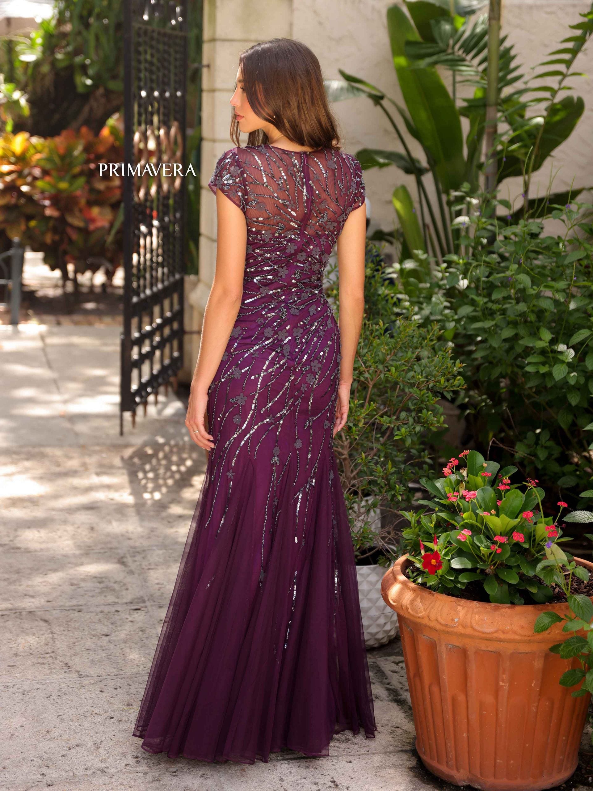 Jewel Floor-Length Tulle Formal Mermaid Gown - Primavera Couture PC13114