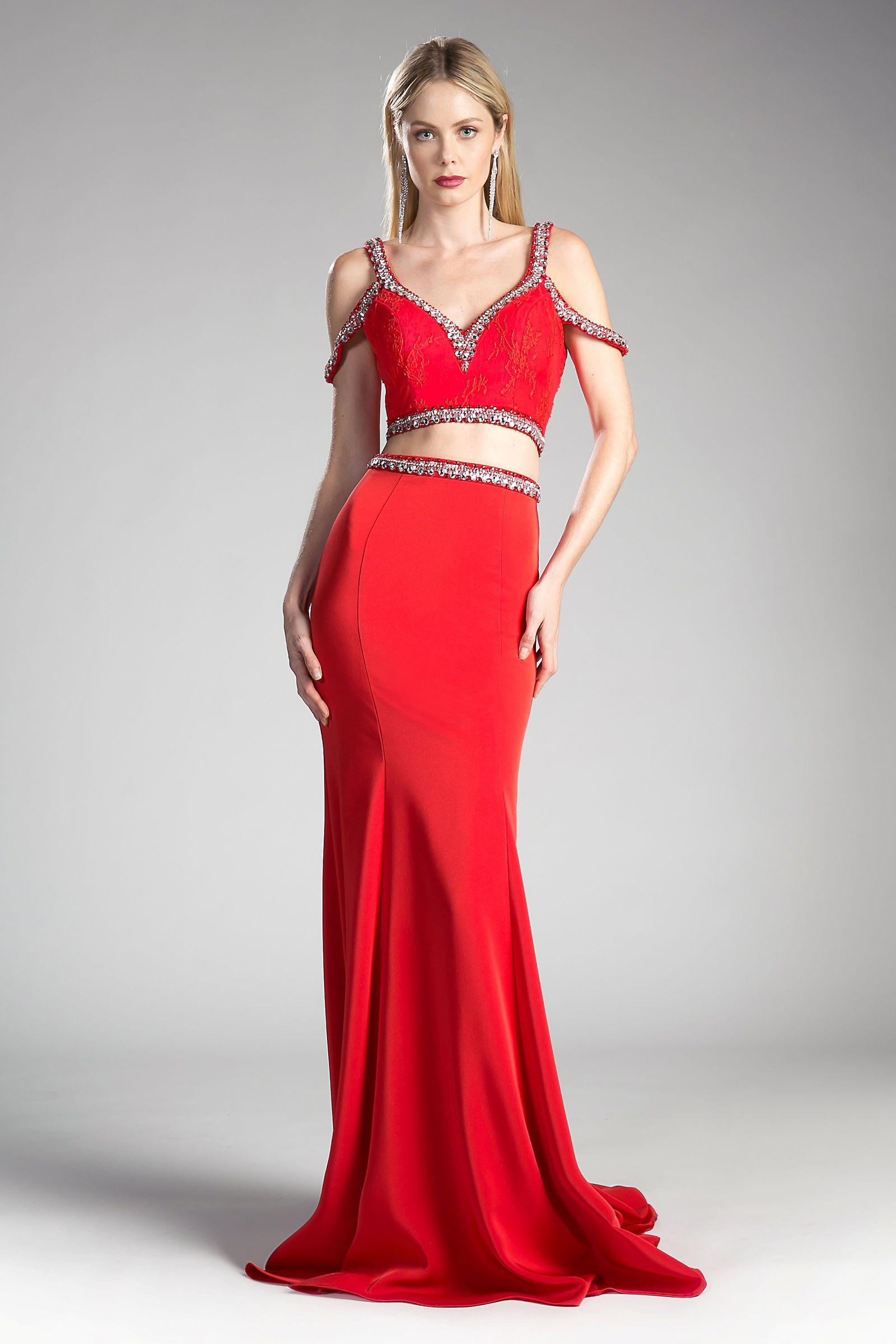 V-Neck Floor-Length Satin Prom Mermaid LaDivine 13114A