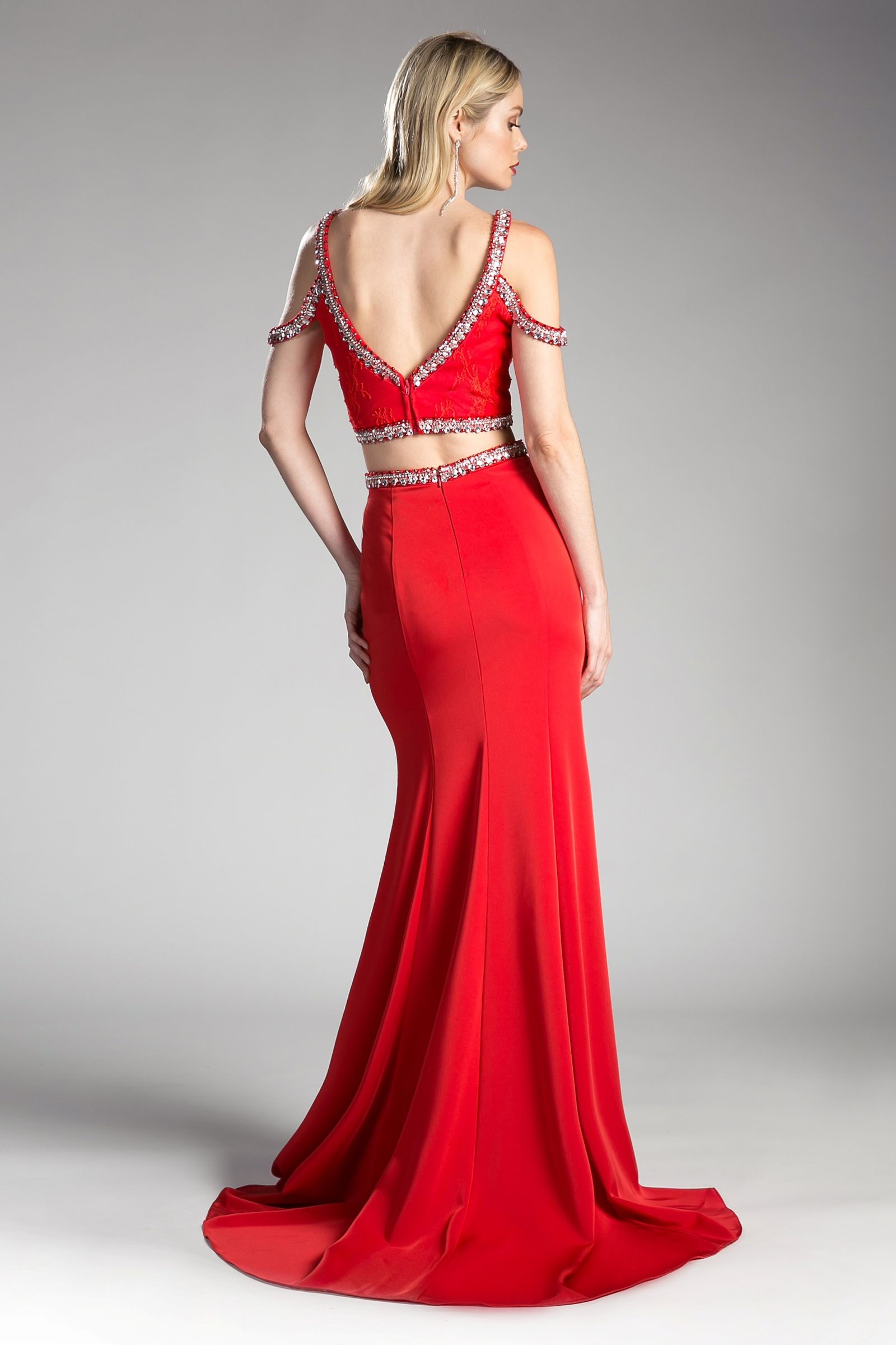 V-Neck Floor-Length Satin Prom Mermaid LaDivine 13114A