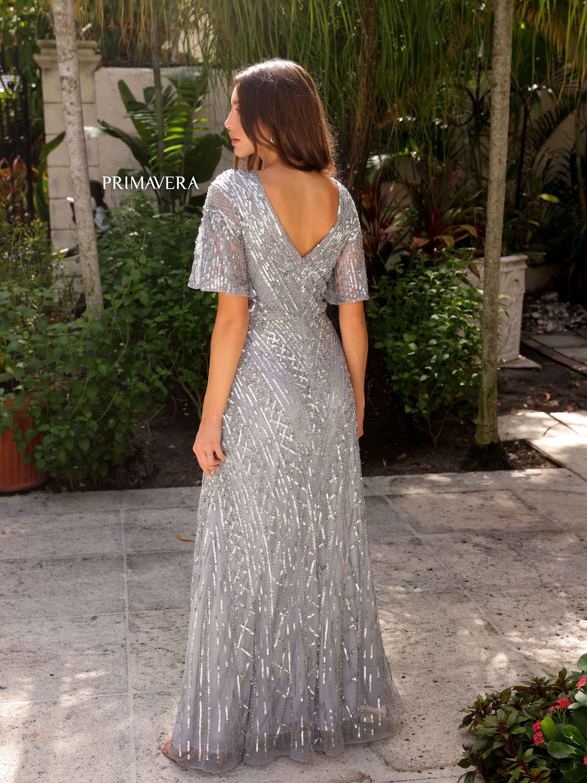 Mother of the Bride Dresses Long A Line Sequin Formal Mother of the Bride Dress Primavera Couture 13119 Platinum