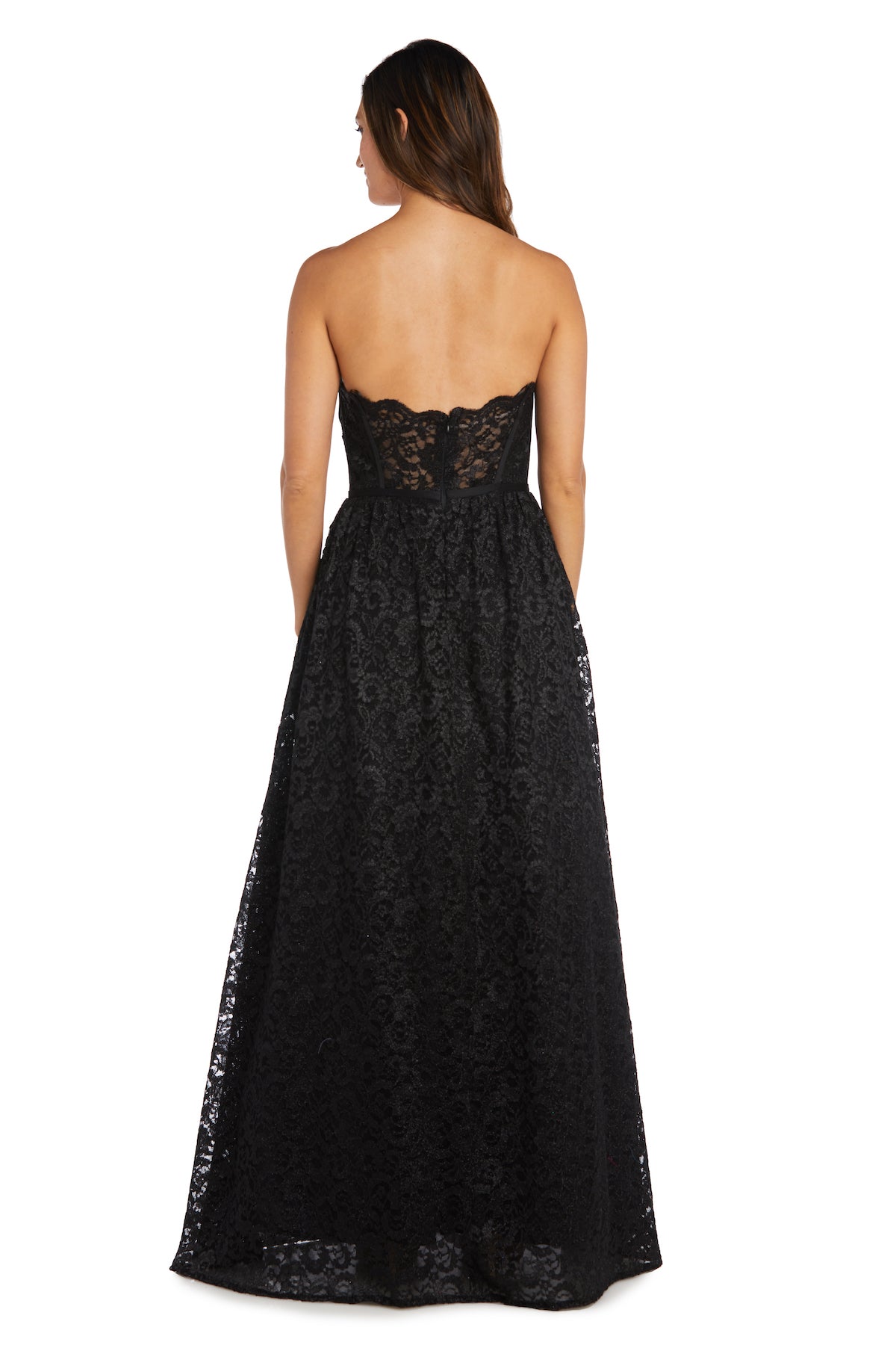 Morgan & Co 13142 Long Corset Formal Lace Prom Dress