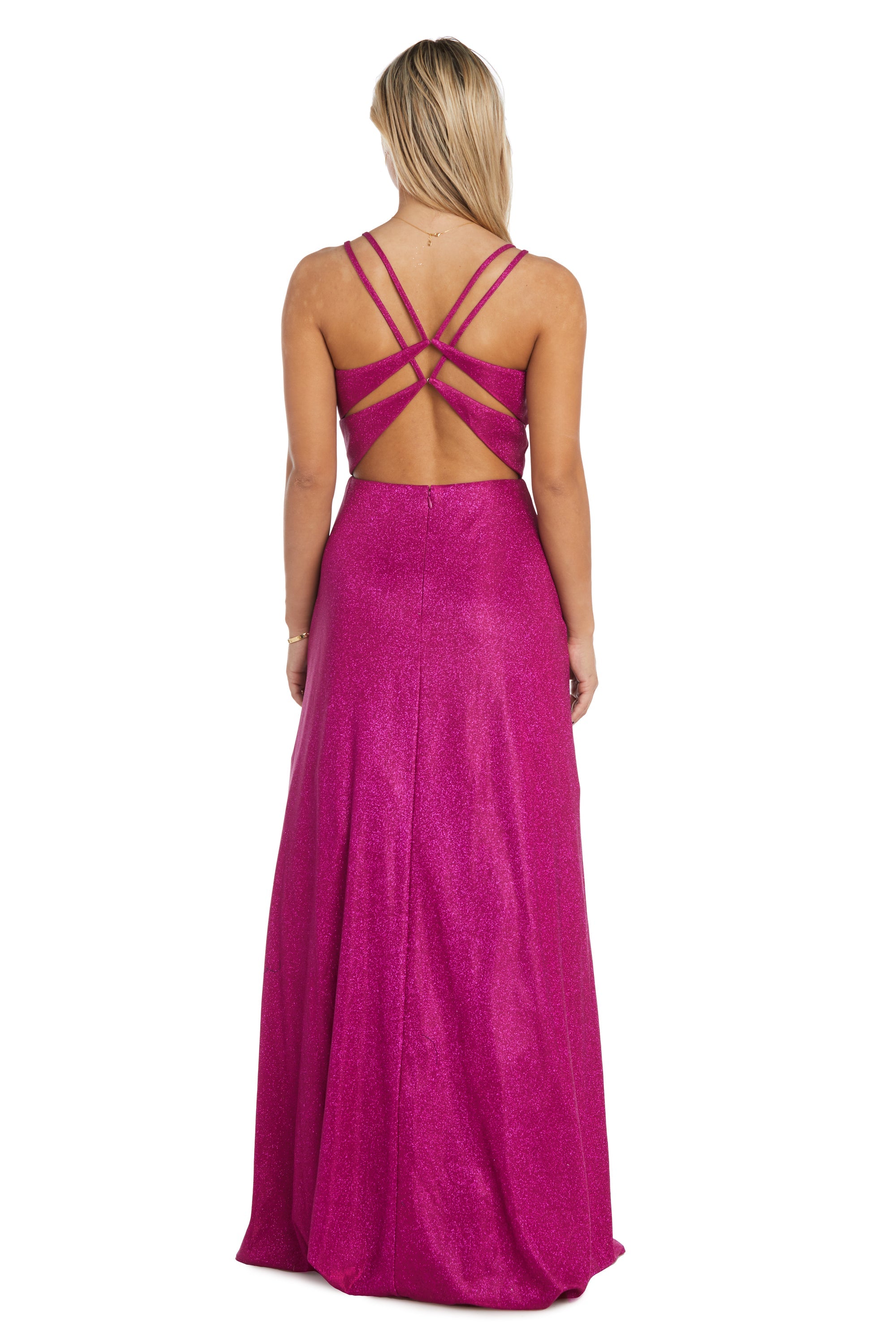 Prom Dresses Long Formal Glitter Pocket Evening Prom Dress Fuchsia
