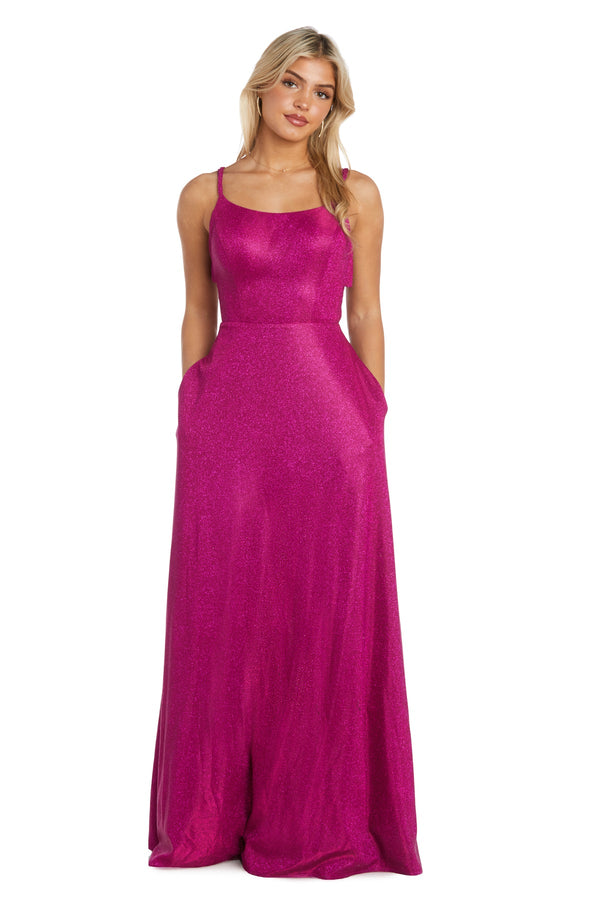 Morgan & Co 13158 Long Formal Glitter Pocket Evening Prom Dress
