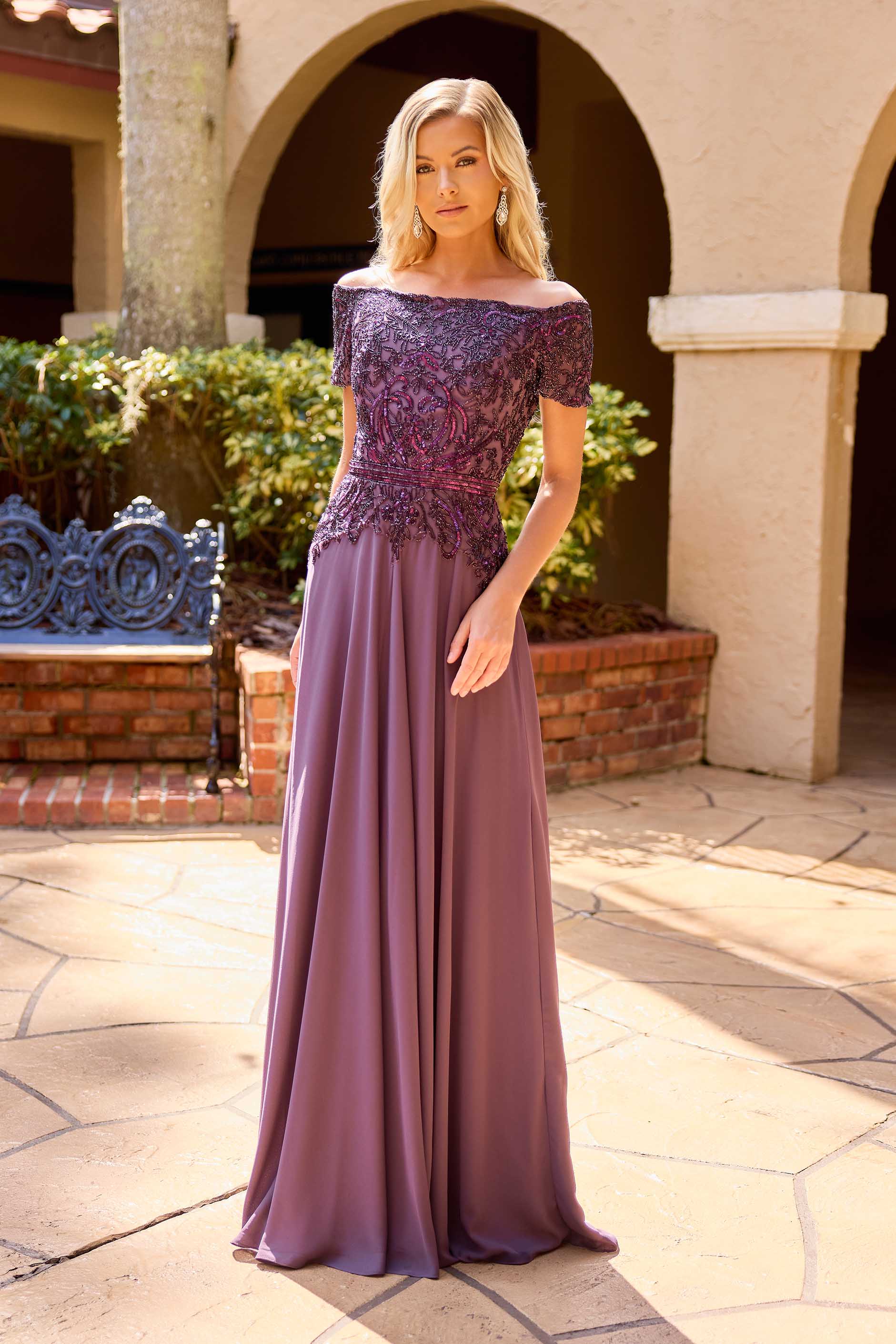 Mother of the Bride Dresses Long Pleated Beaded Formal Mother of the Bride Dress Primavera Couture 13164 Vintage Purple
