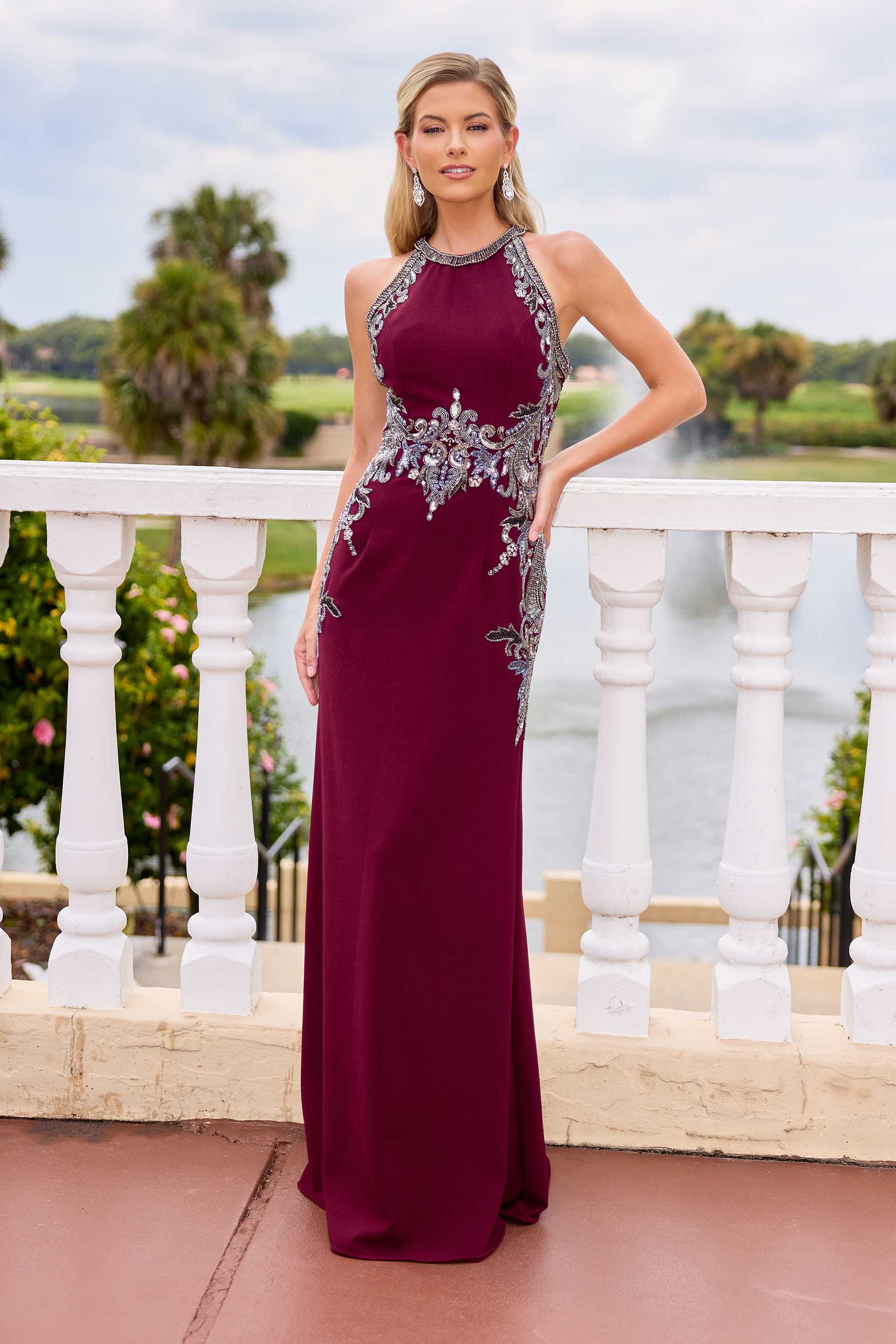 Formal Dresses Fitted Long Evening Formal Dress Primavera Couture 13167 Burgundy