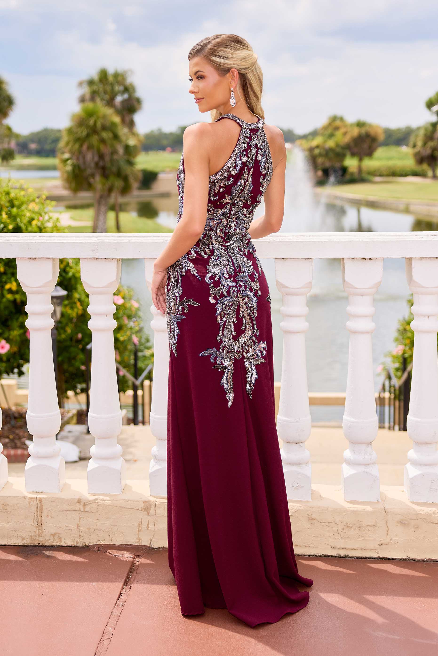 Formal Dresses Fitted Long Evening Formal Dress Primavera Couture 13167 Burgundy