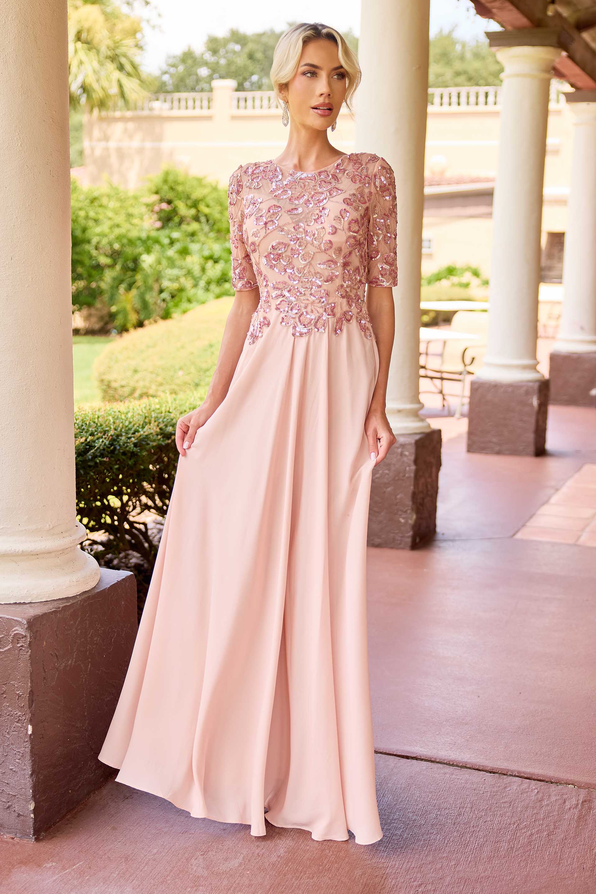 Mother of the Bride Dresses Long Formal Evening Mother of the Bride Sequin Dress Primavera Couture 13171 Rose Gold