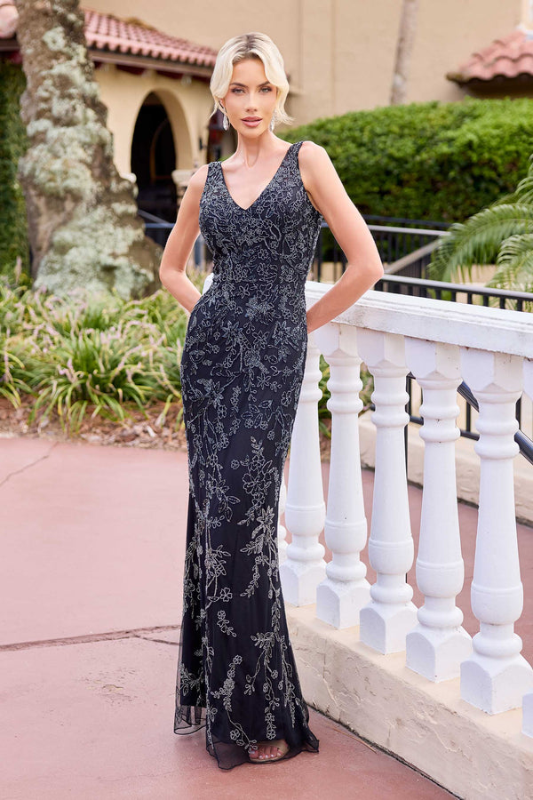Beaded Long Formal Fitted Dress Primavera Couture 13176