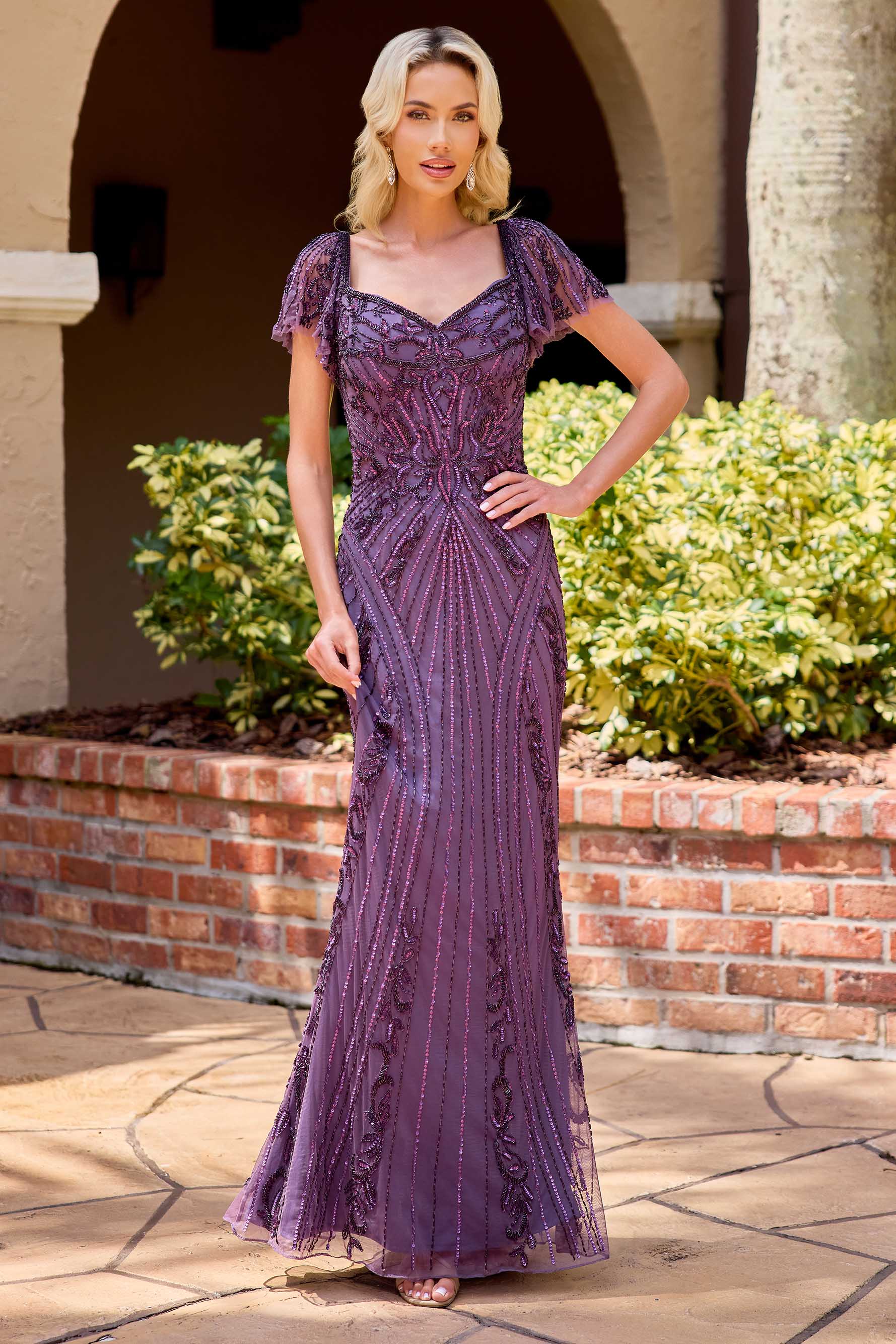 Mother of the Bride Dresses Beaded Long Formal Mother of the Bride Dress Primavera Couture 13183 Vintage Purple